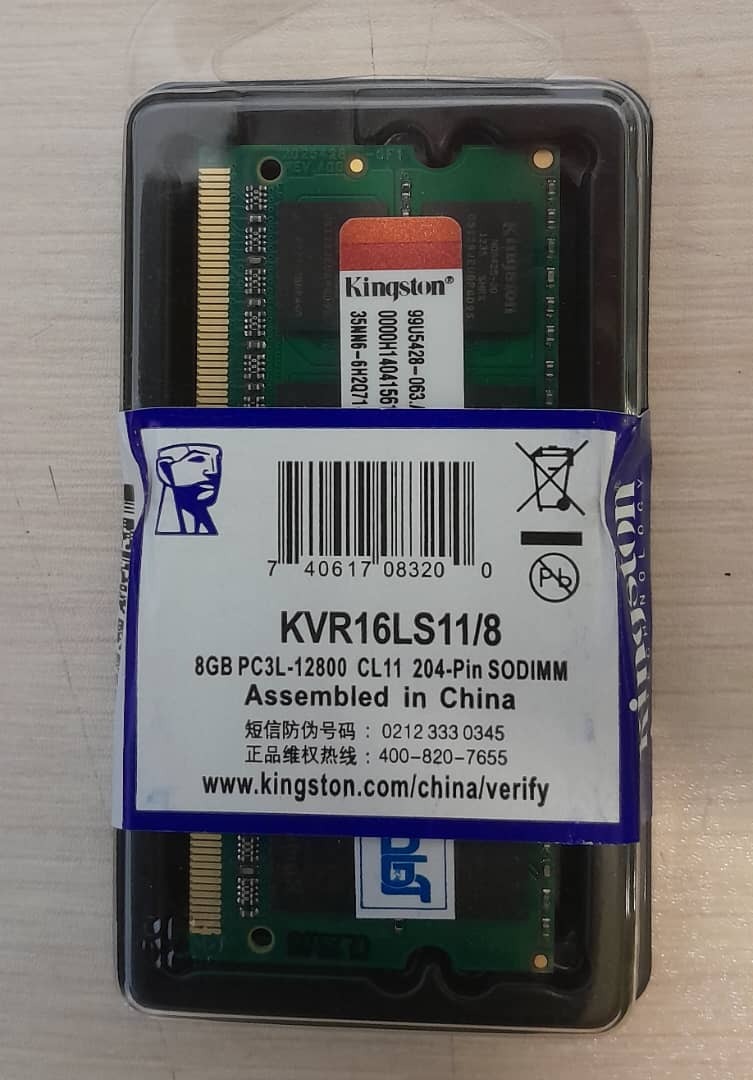 رم لپ تاپ 8GB DDR3 باس 1600 کینگستون