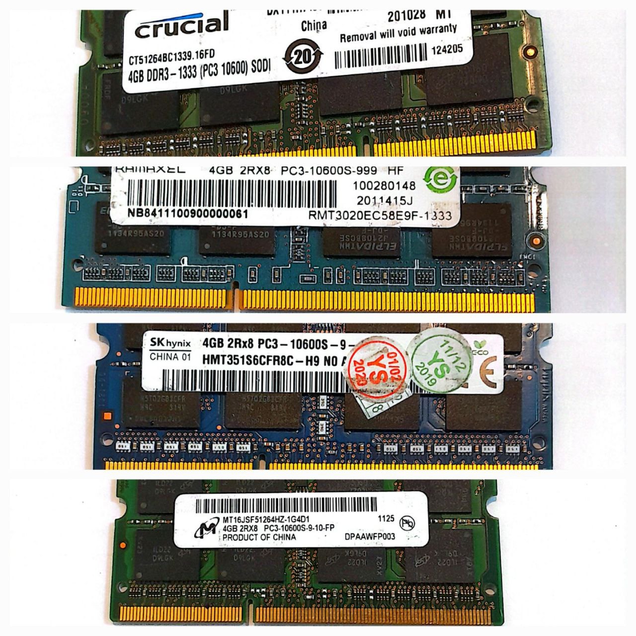 رم لپ تاپ 4GB PC3-10600 برندهای مختلف
