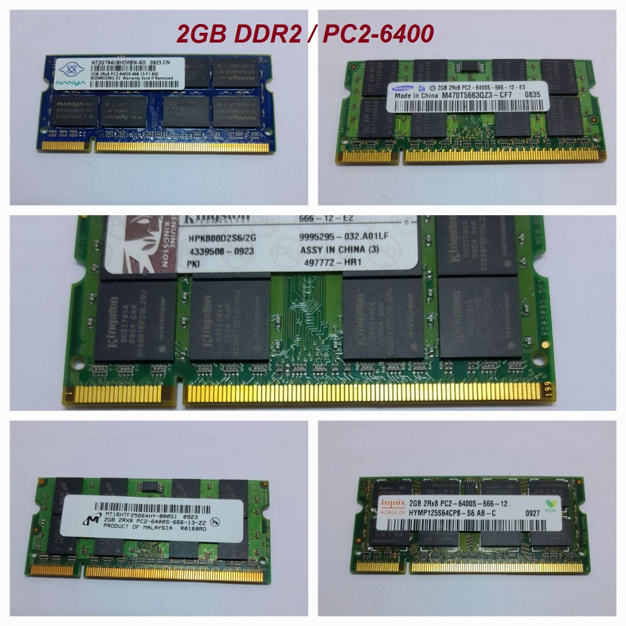 رم لپ تاپ 2GB DDR2 باس 800 میکس برند