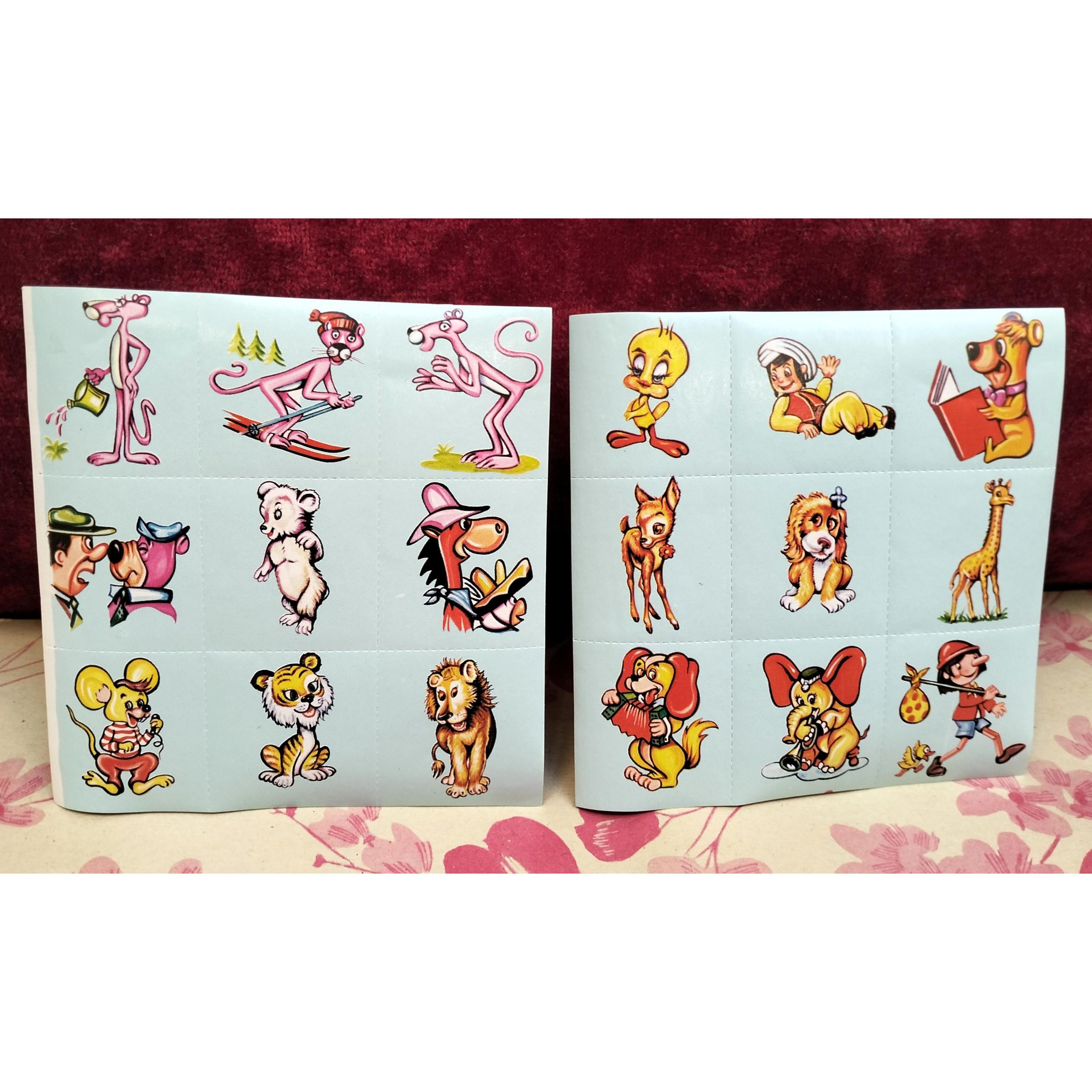 2 مدل برچسب تمبری کارتونهای قدیمی آکبند دهه 50