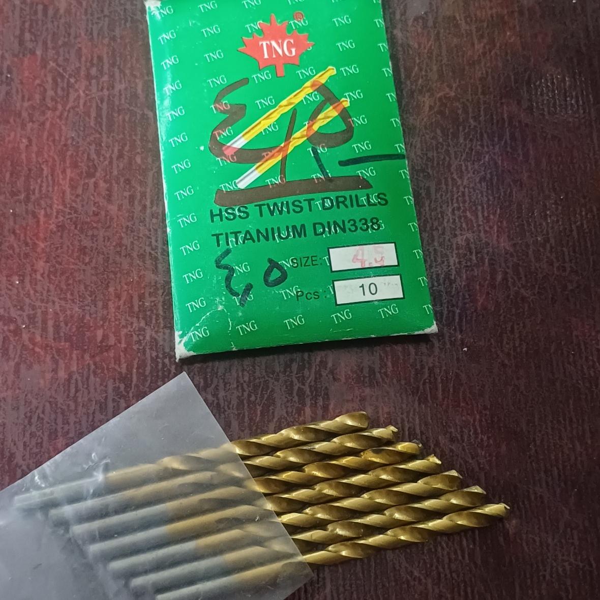 مته فلز 4/5 تیتانیوم برند TNG HSS DIN338 ده تایی