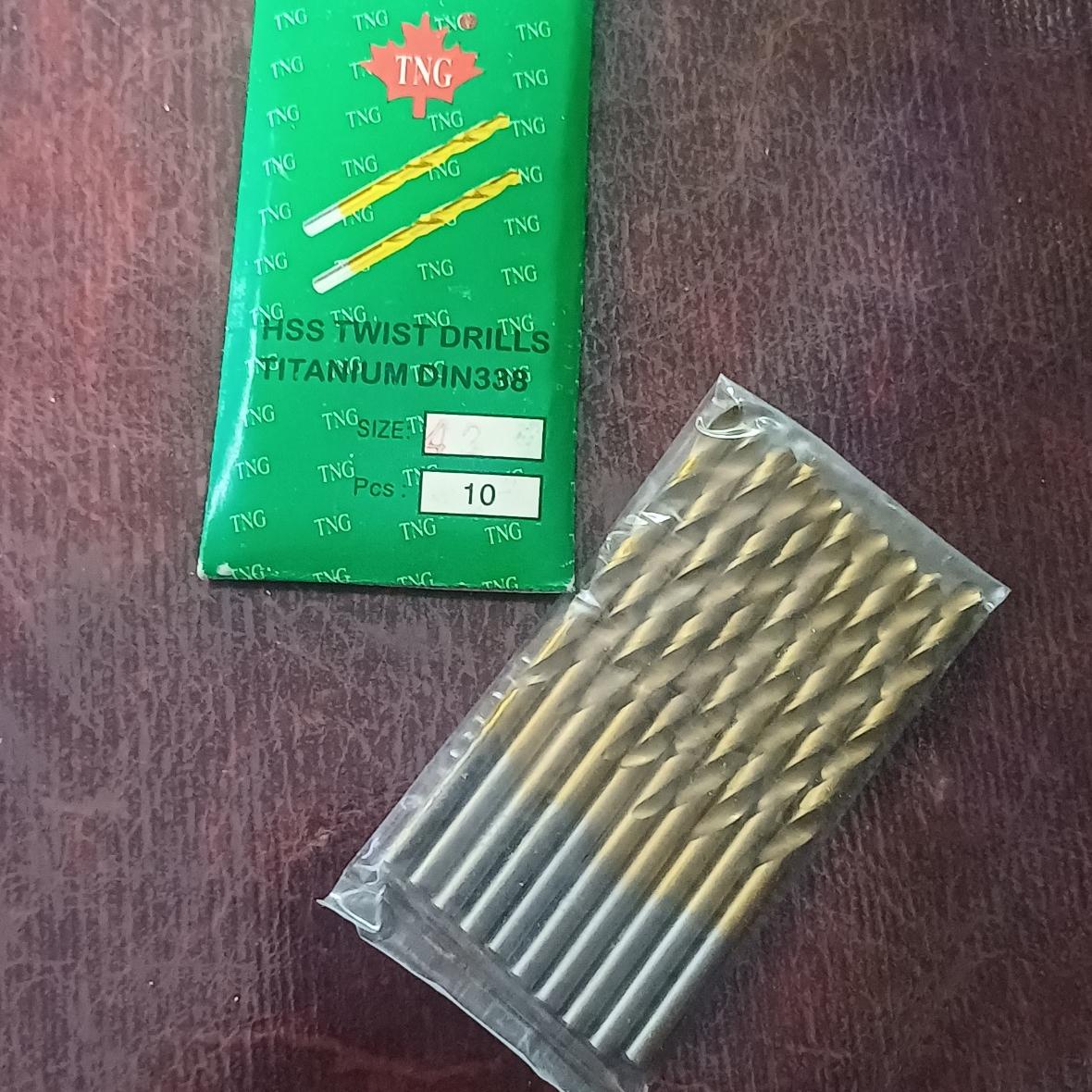 مته فلز 4/2 تیتانیوم برند TNG HSS DIN338 ده تایی