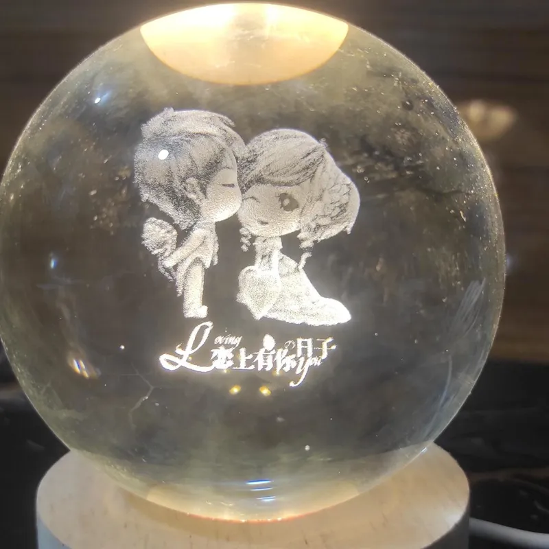 چراغ خواب گوی 8سانت طرح عشق و خرگوش و ماه