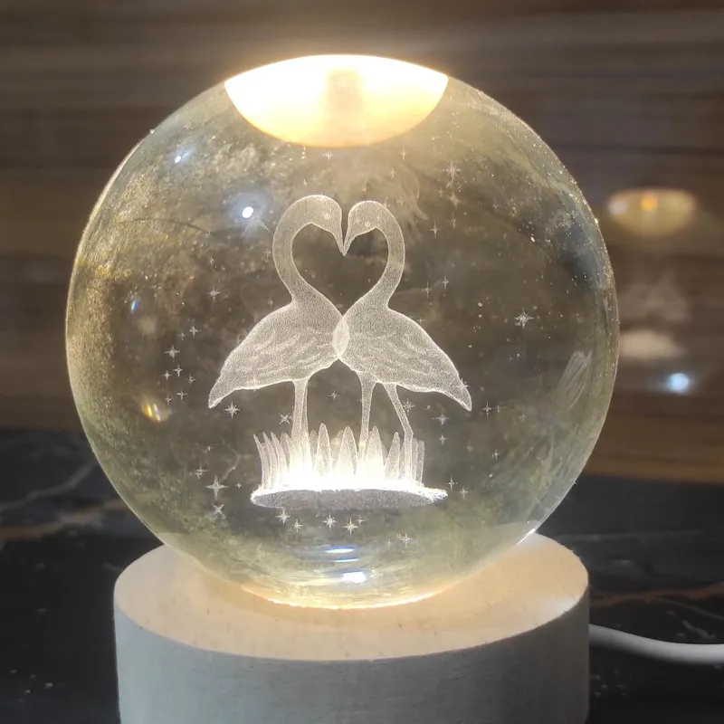 چراغ خواب گوی  8سانتی طرح فرشته و ماه / قو