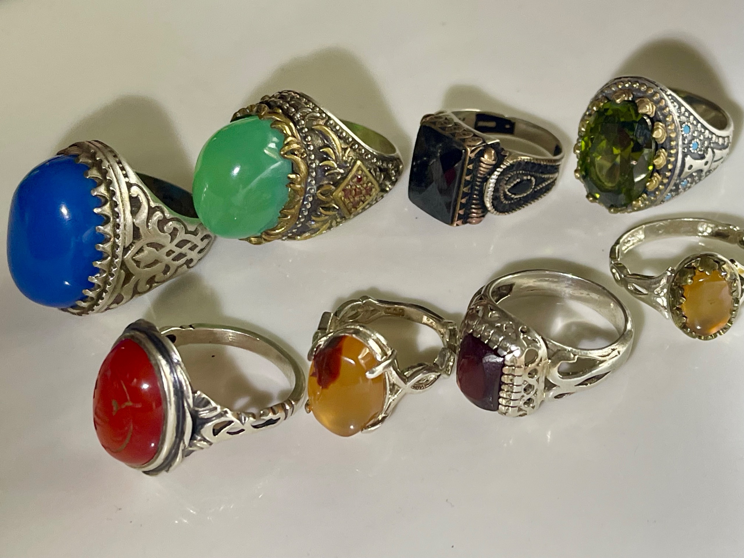 8 عدد انگشتر نقره دست ساز قدیمی 100 گرم دست دوم