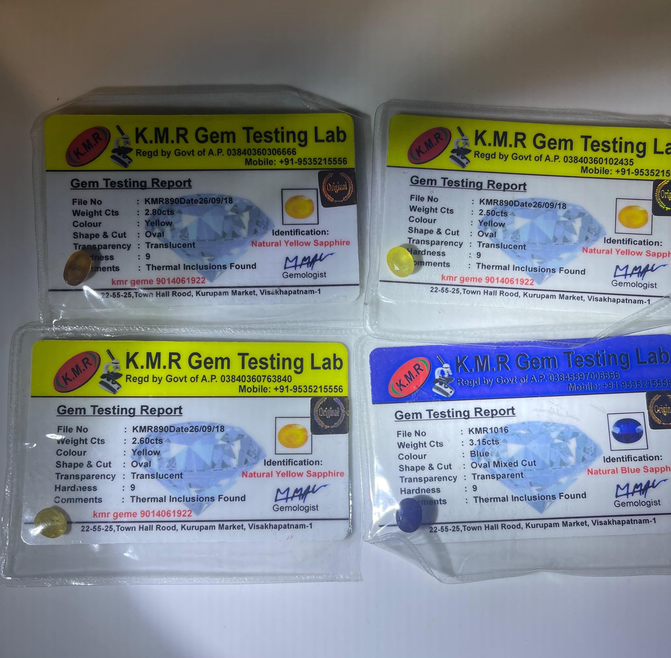 یاقوت زرد و کبود شناسنامه دار جمعا 11/08 قیراط