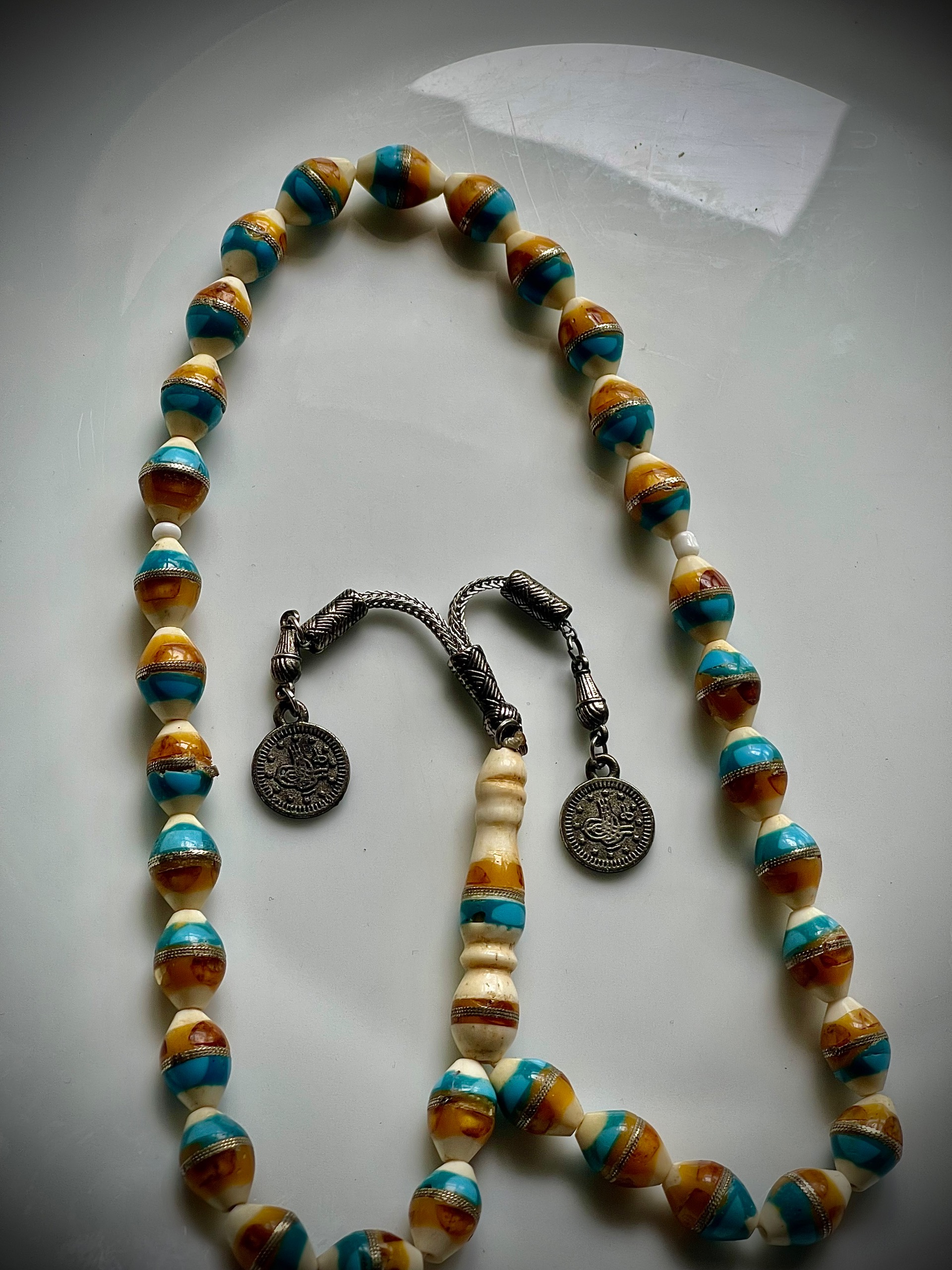 حراج تسبیح یسر اصل طبیعی نقره و قیروزه کوب
