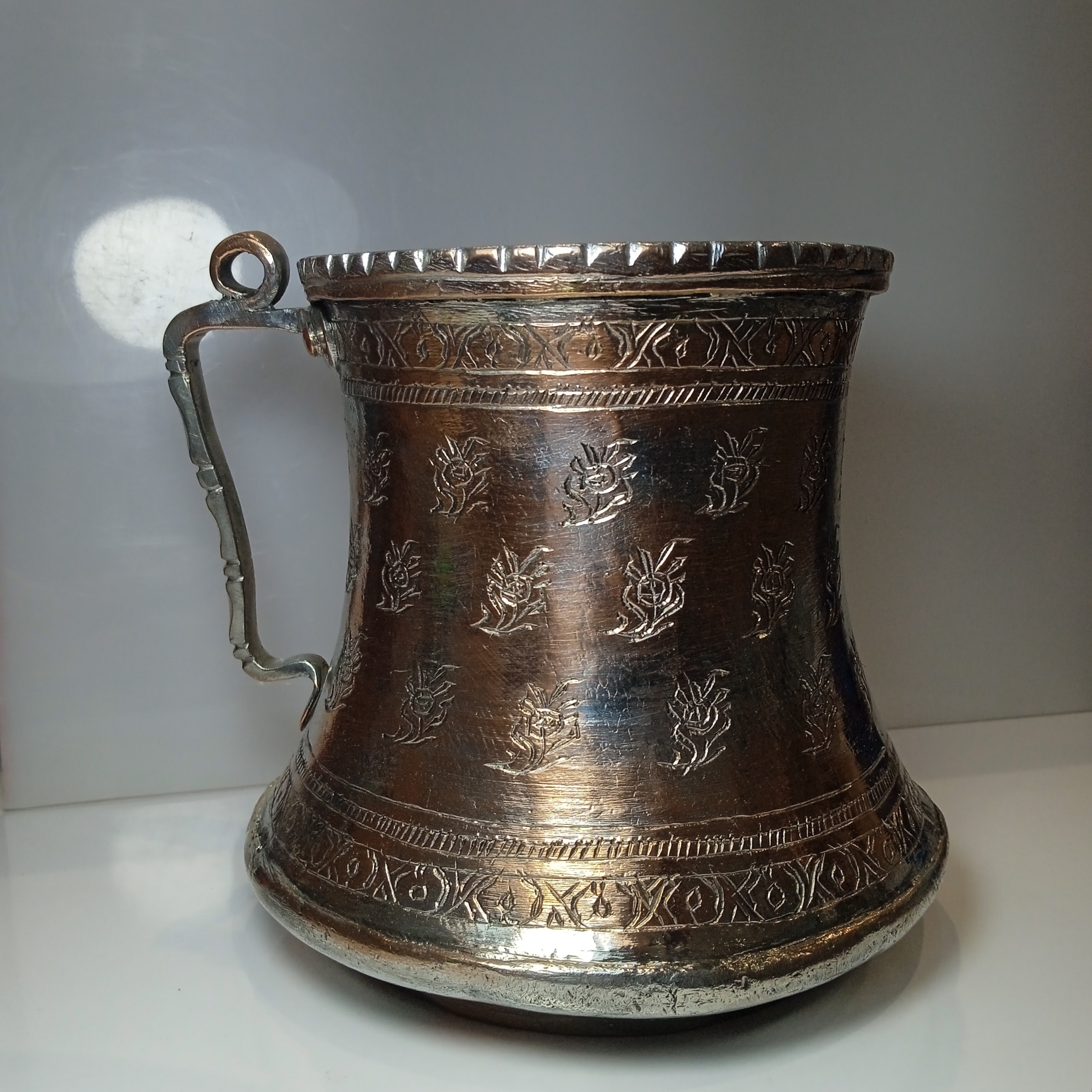 مشربه مسی نقلی قلم یزدی