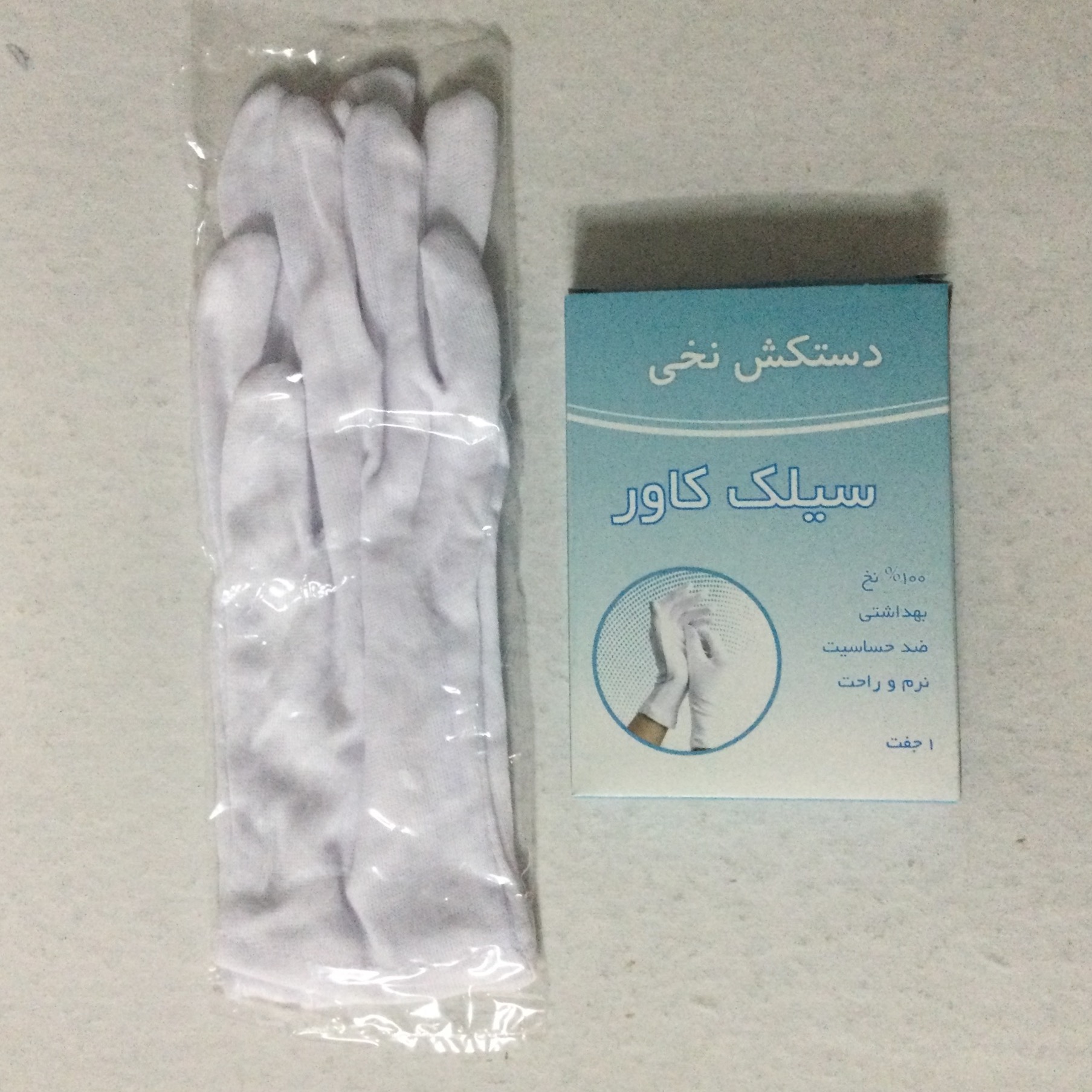 دستکش نخی سفید سیلک کاور