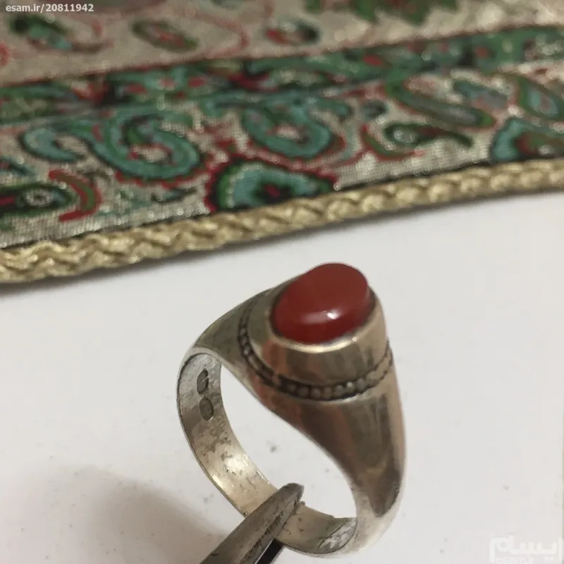 انگشتر عقیق یمنی کهنه و قدیمی تمام دست ساز