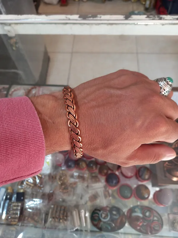 دستبند مسی زنجیر بافت