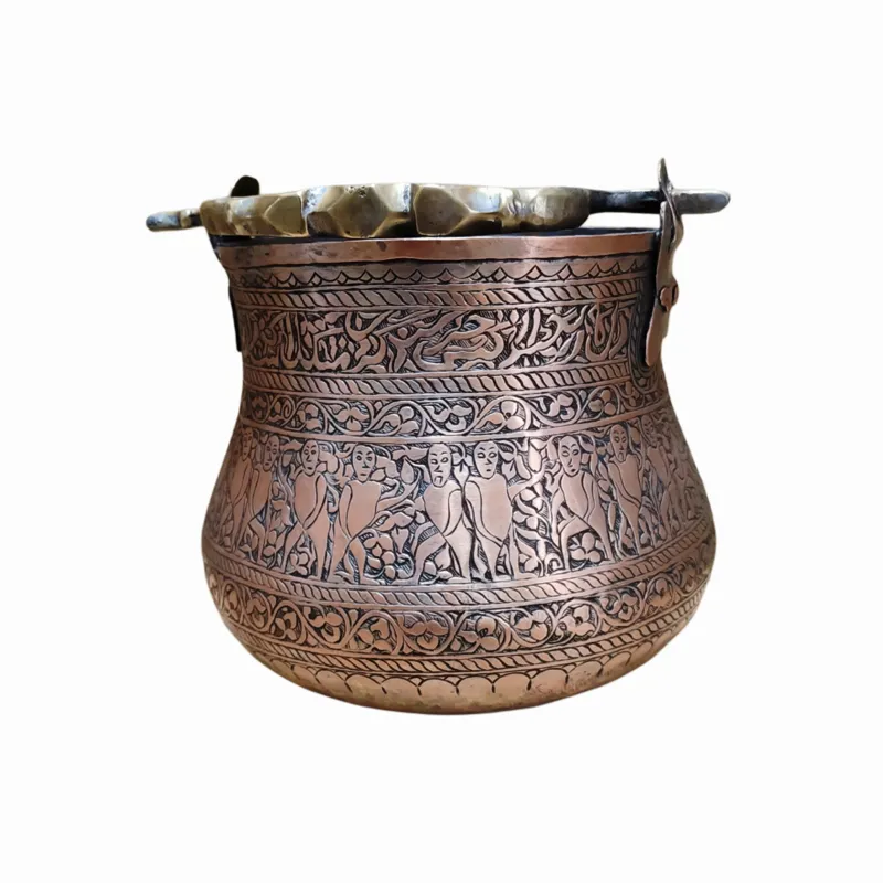 سطل قلمزنی قدیمی آنتیک قاجاری کلکسیونی قلم زنی