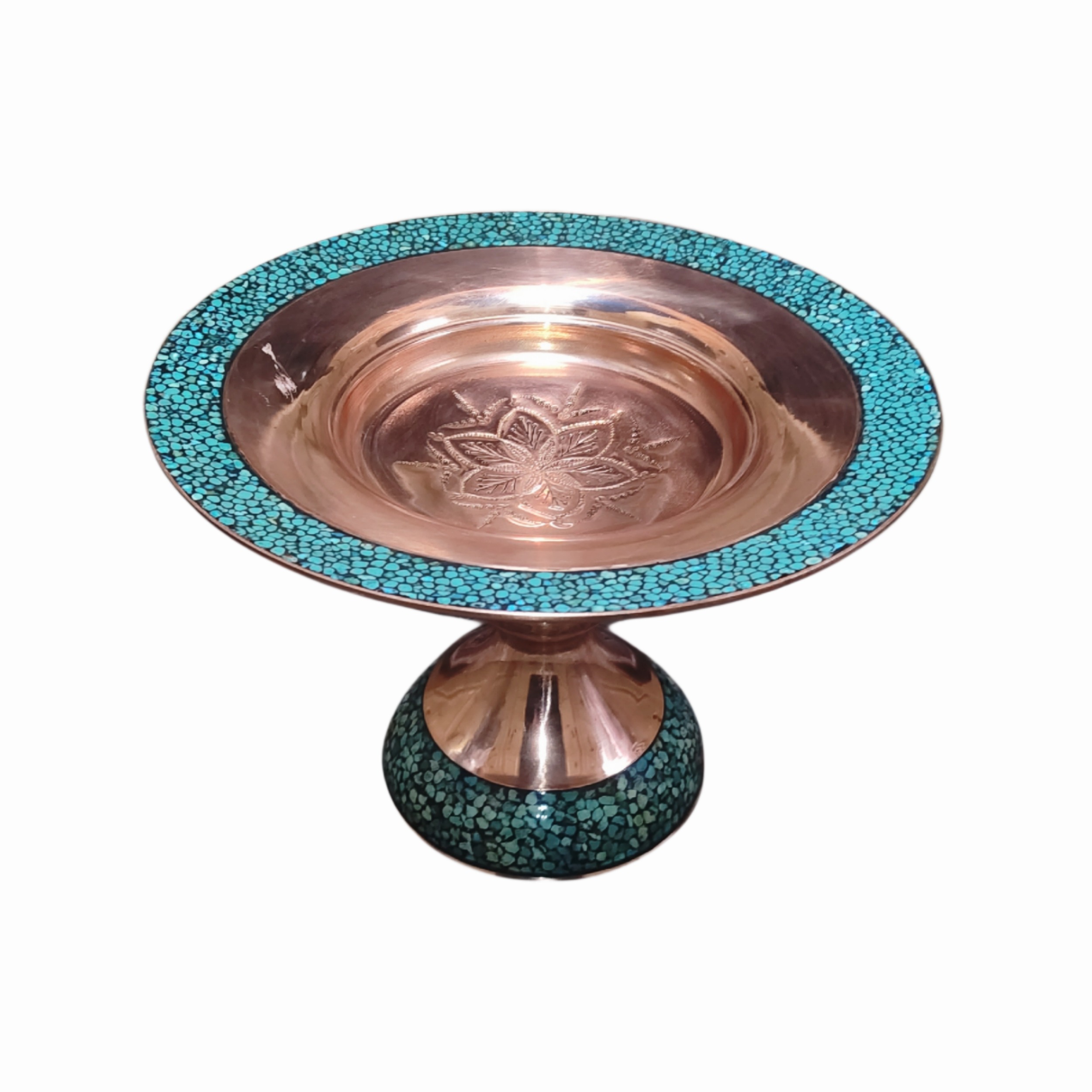 شیرینی خوری مسی فیروزه کوبی جهیزیه قلمزنی دکوری