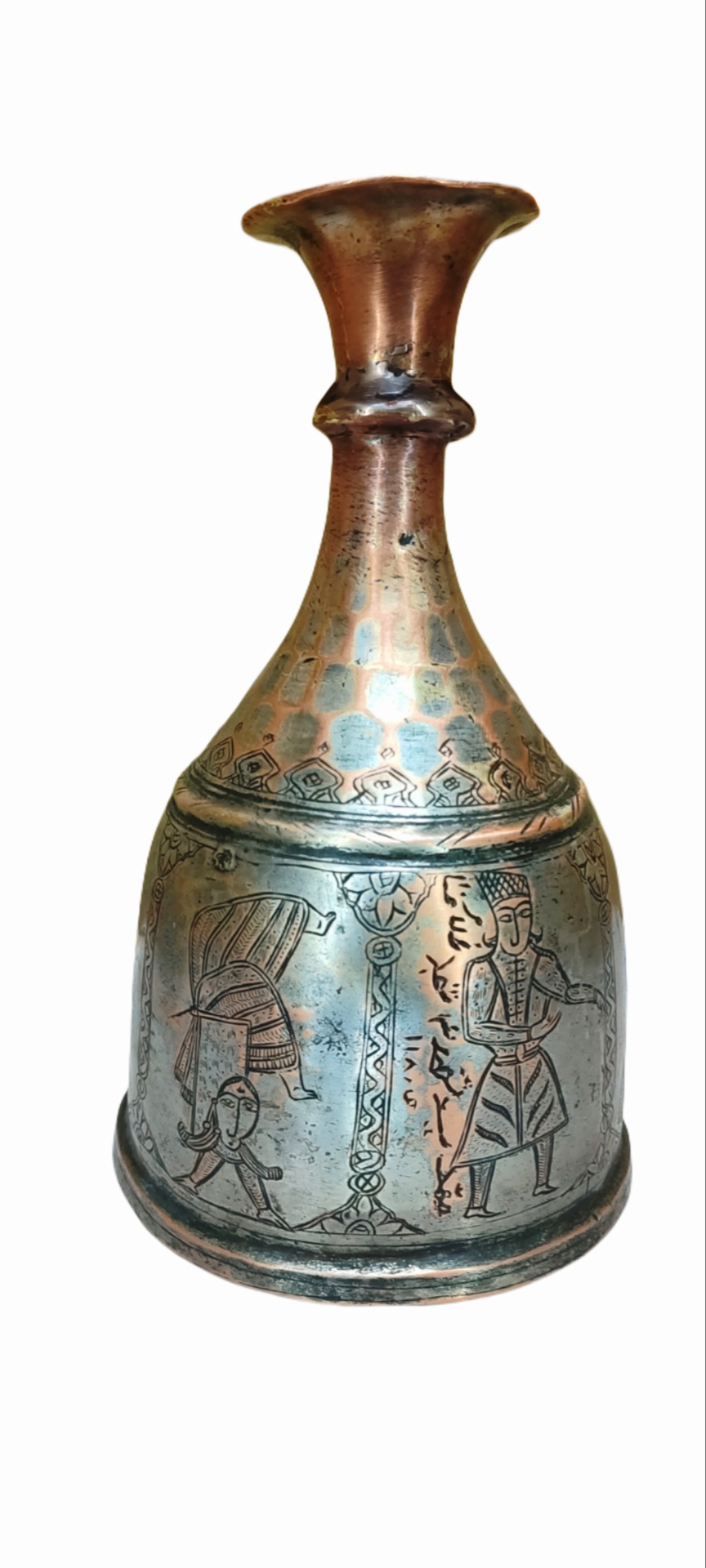 تنگ صفوی مسی قدیمی قلمزنی عتیقه کلکسیونی خاص