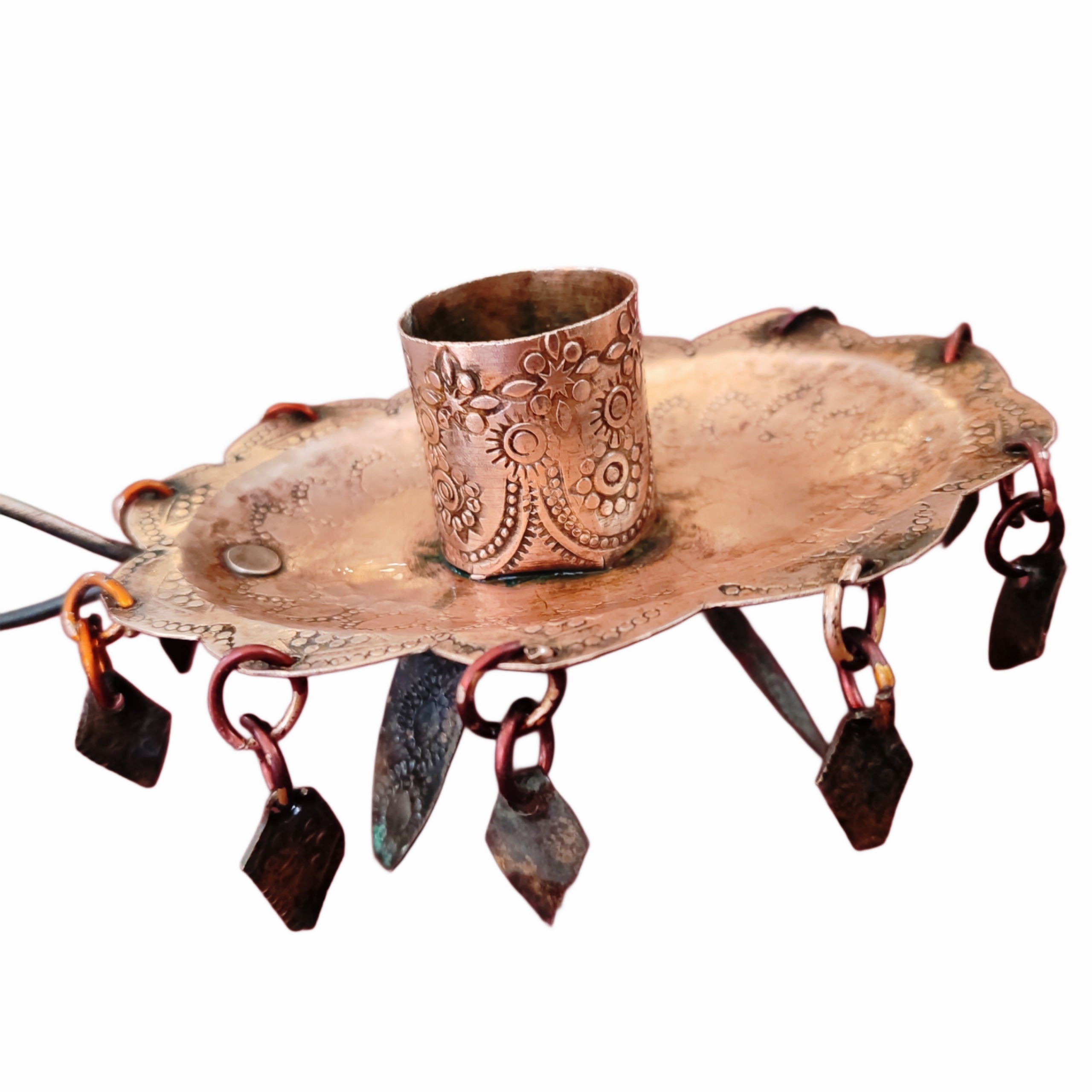 شمعدان جا شمعی مسی قلمزنی قلم زنی دکوری