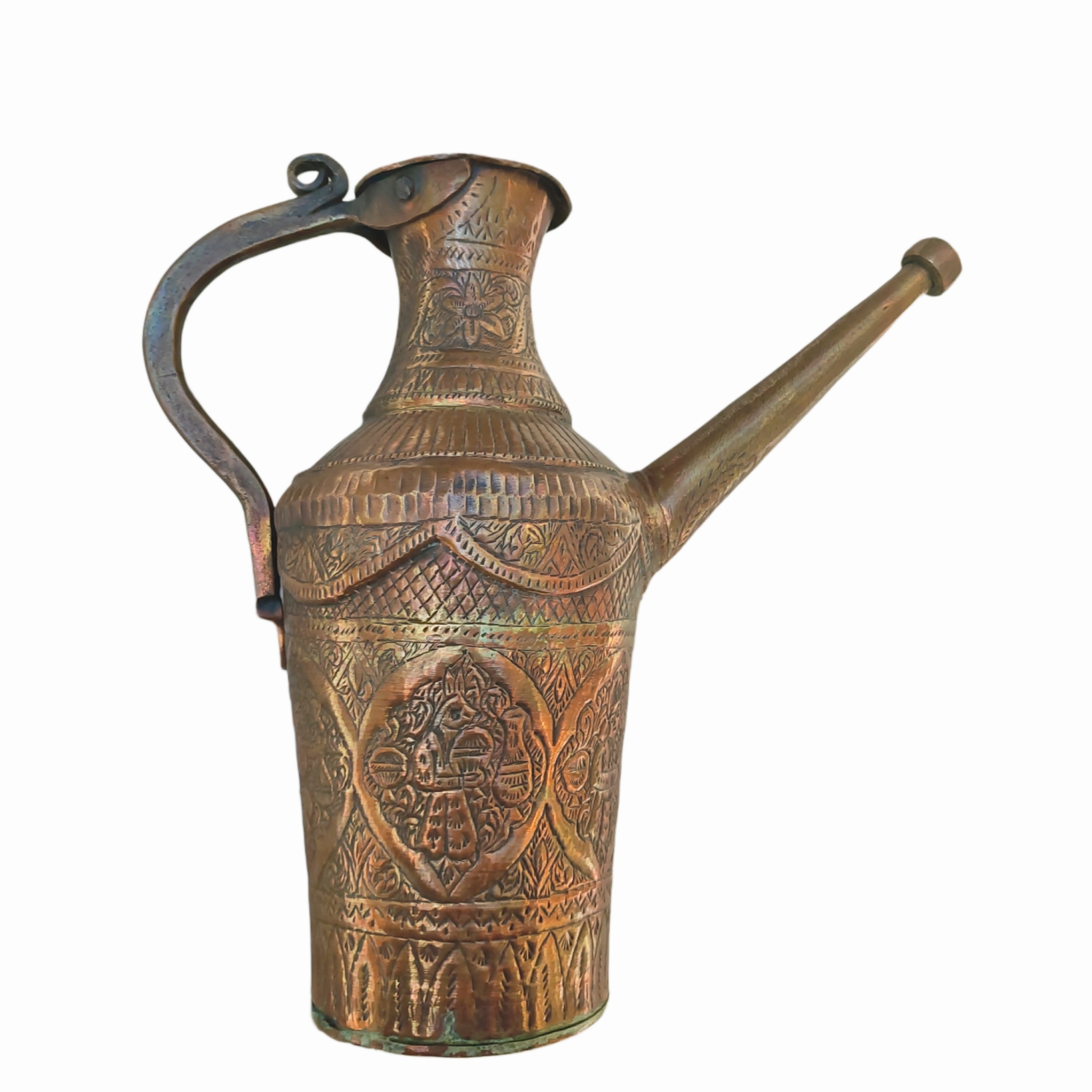 آفتابه مسی قدیمی قلمزنی کلکسیونی قلم زنی عتیقه