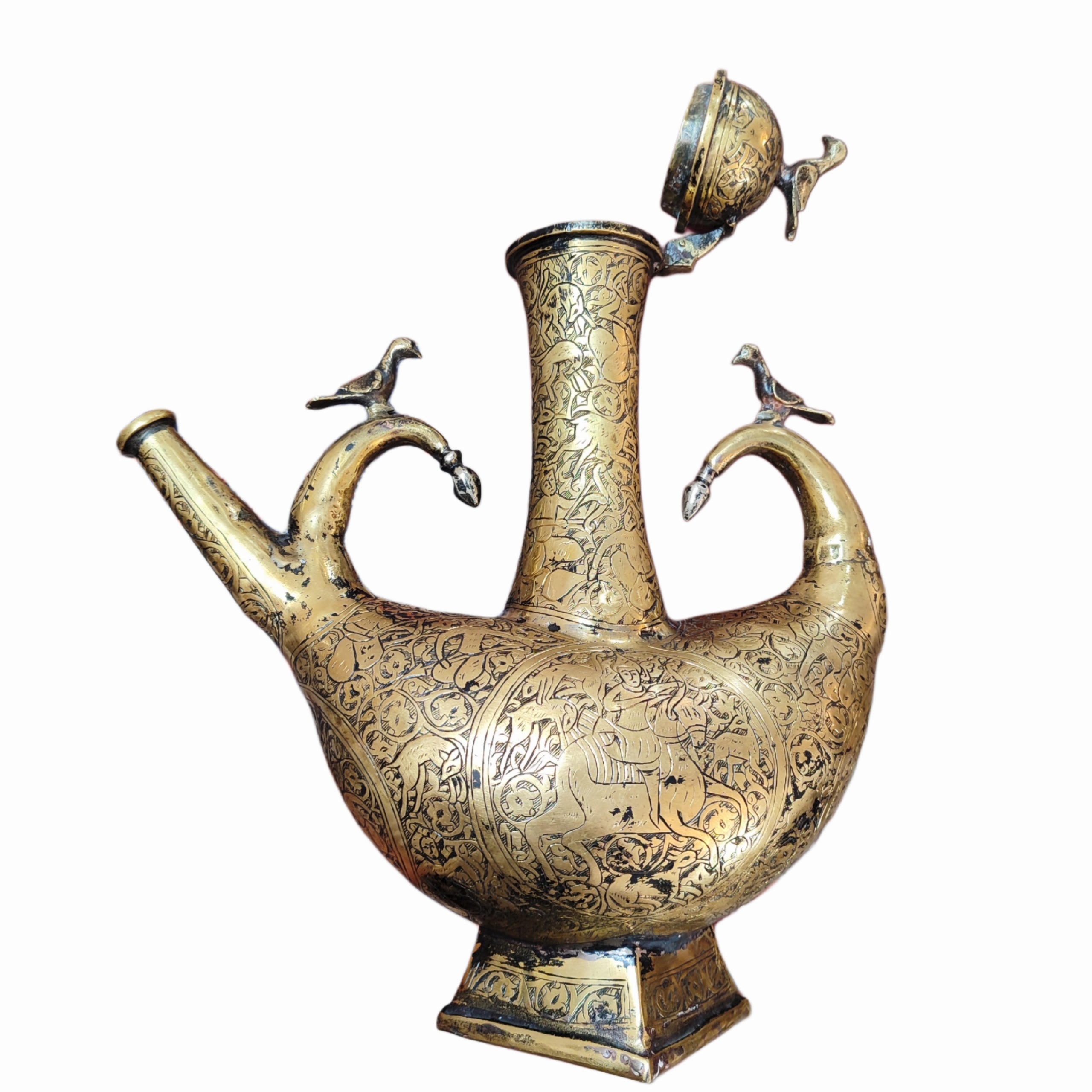 آفتابه قلمزنی برنجی قلم زنی قدیمی کلکسیونی دکوری