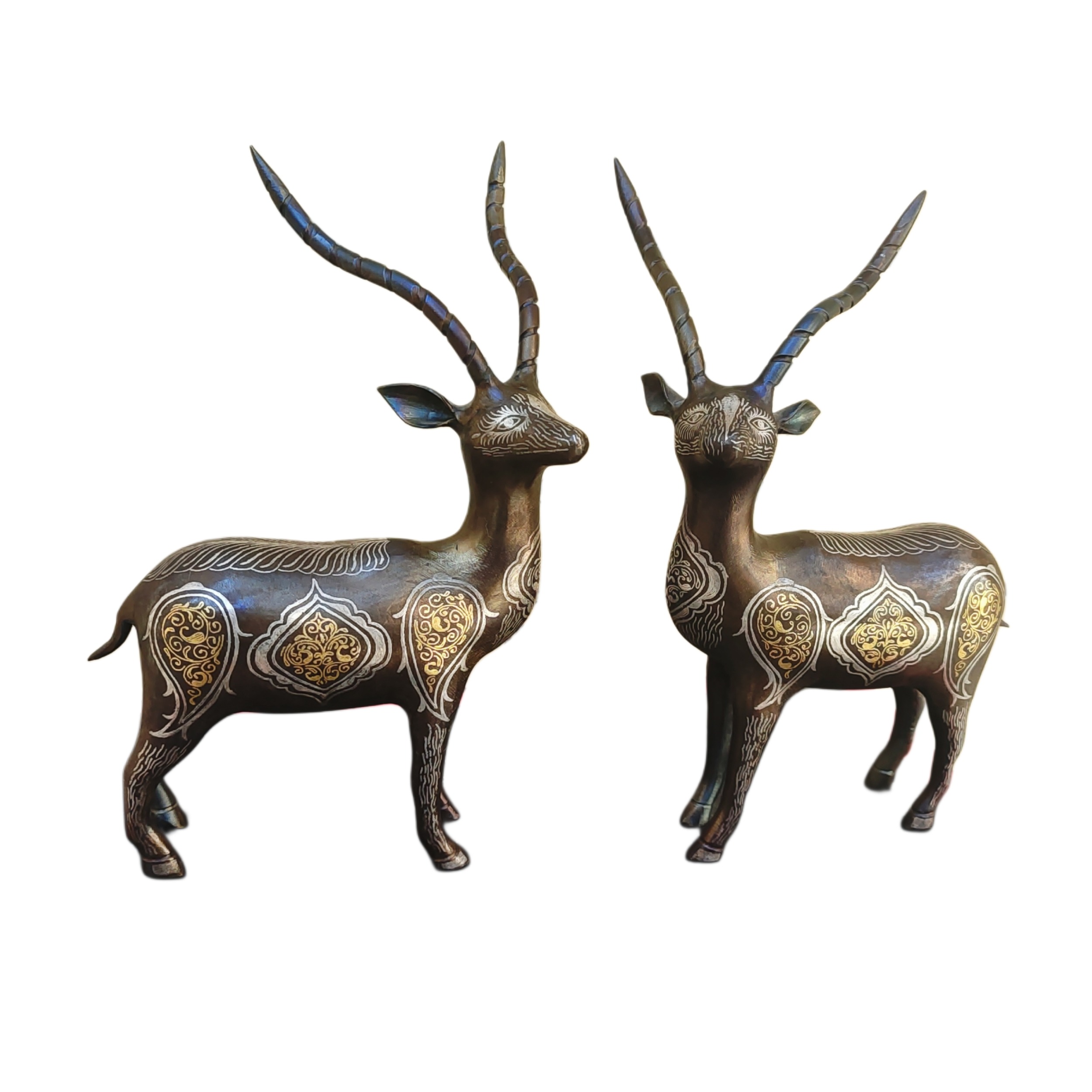 مجسمه گوزن فولادی نقره طلا کوبی جهیزیه دکوری کادو