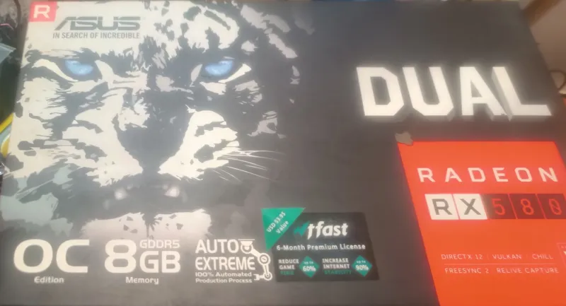 جعبه کارتن خالی کارت گرافیک. rx580 asus