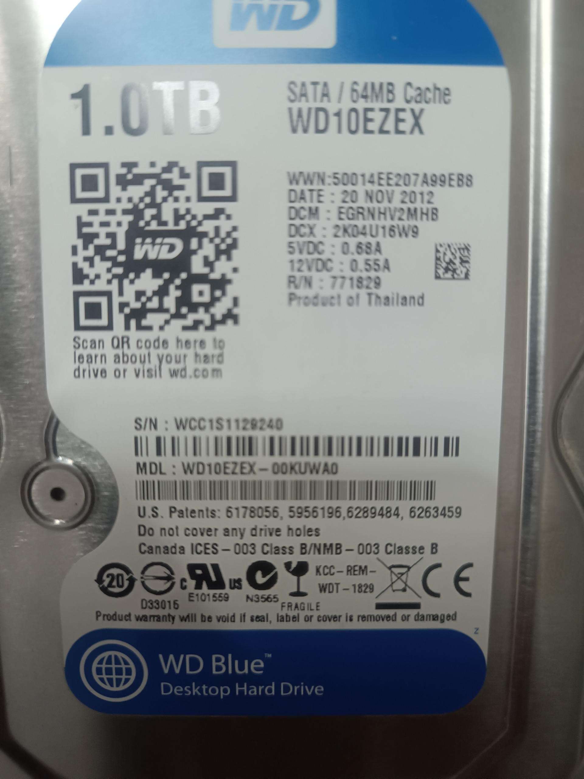 هارد وسترن 1 ترا در حد نو