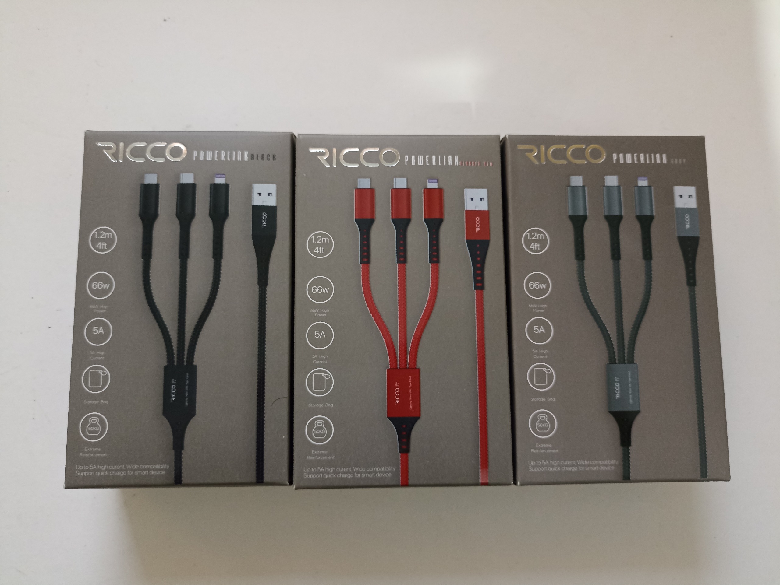  پک ده عدد کابل شارژ سه سر Ricco