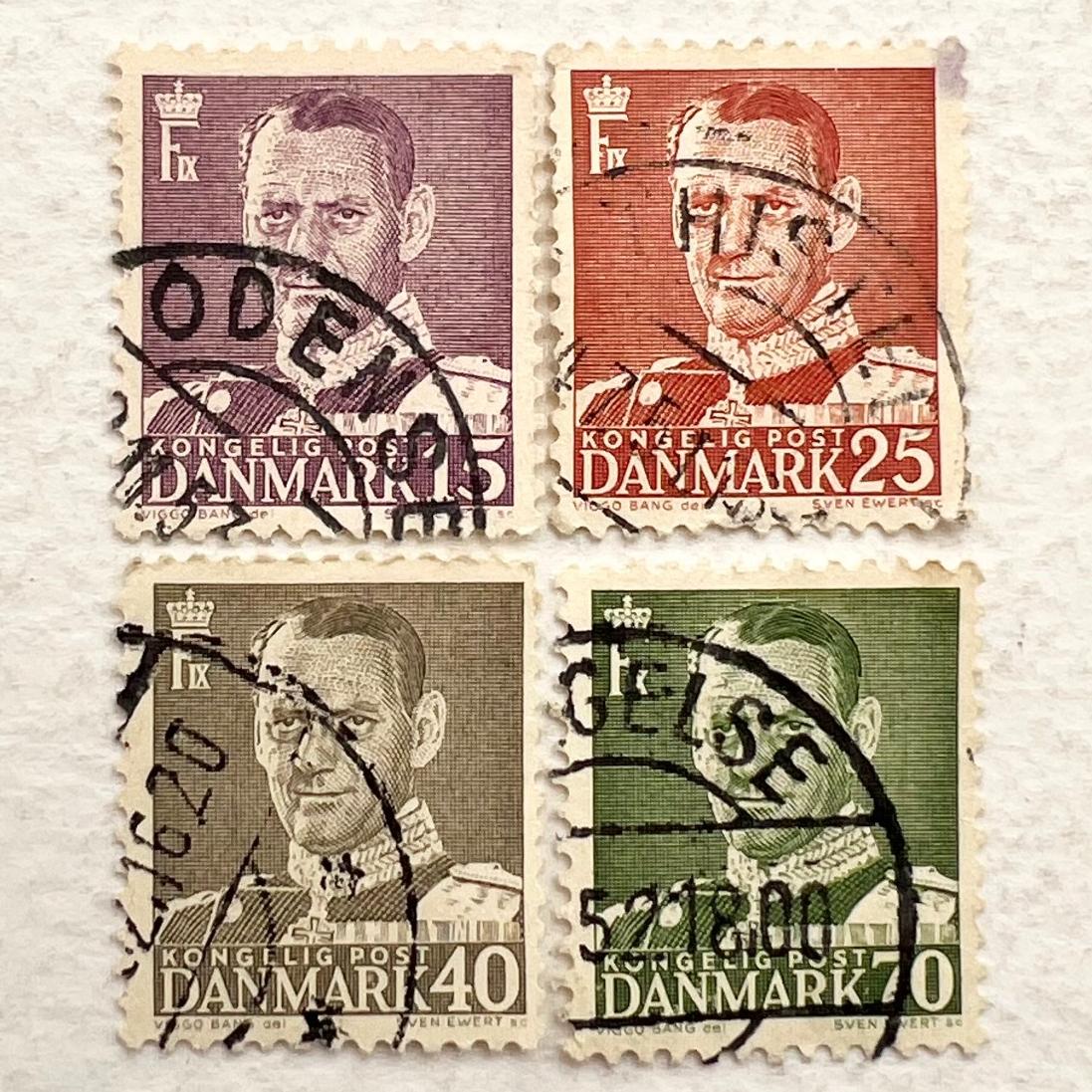 سری 4 عددی تمبر پستی پادشاه فدریک نهم دانمارک 1940