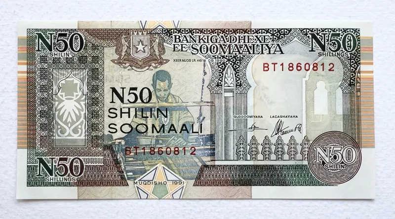 تک اسکناس زیبای خارجی 50 شیلینگ سومالی (بانکی)