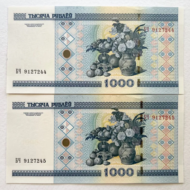 جفت اسکناس کمیاب خارجی 1000 روبل بلاروس (2000)