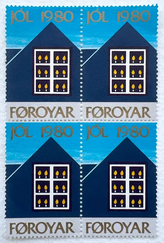 بلوک تمبر ارزشمند خارجی کریسمس جزایر فارو (1980)