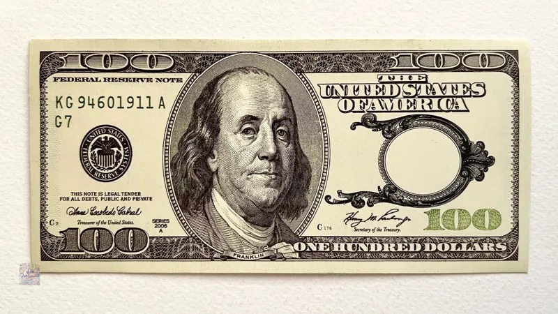 پاکت پول فانتزی زیبا طرح 100 دلار قدیم آمریکا
