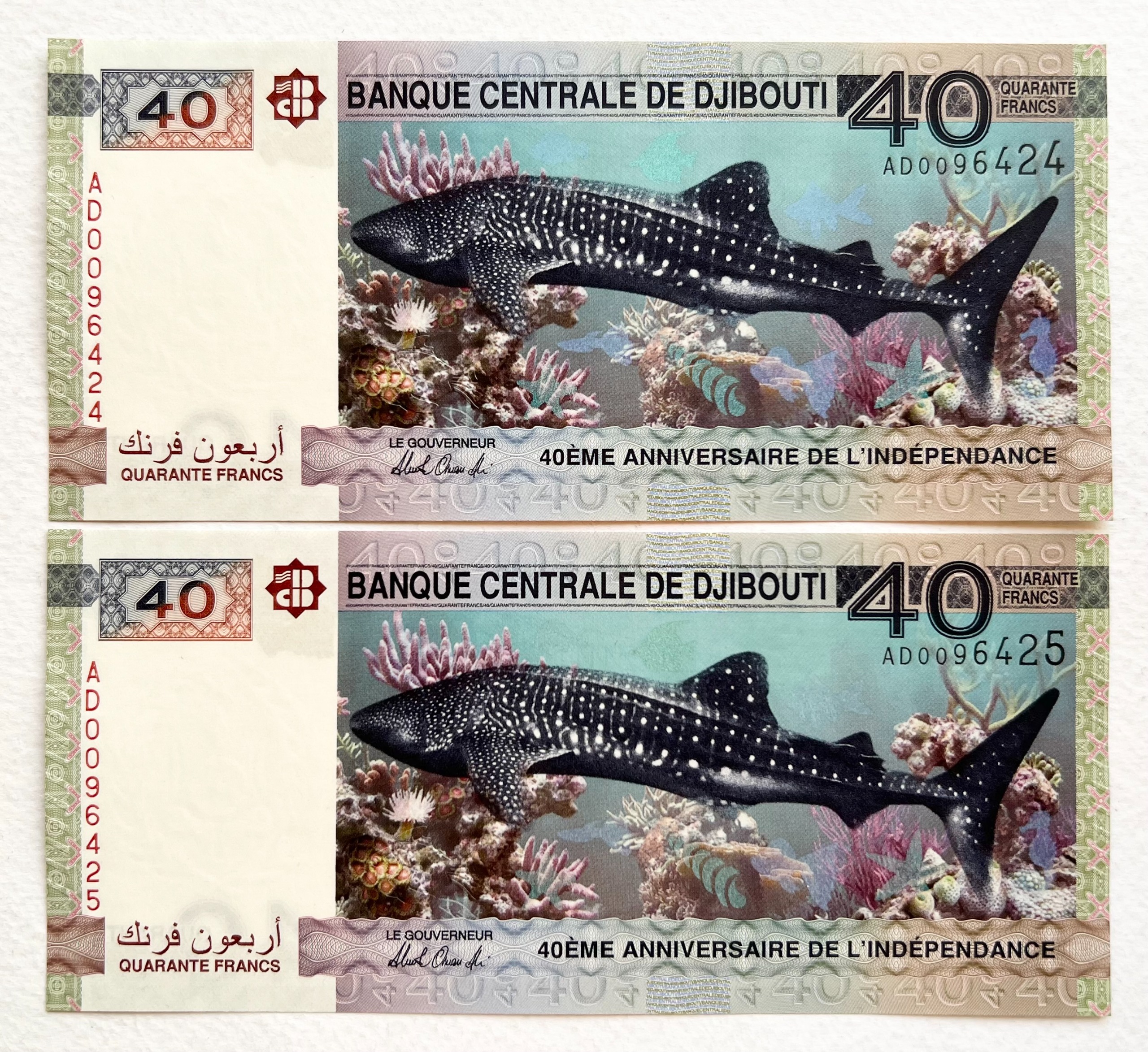 جفت اسکناس نایاب یادبودی 40 فرانک جیبوتی 2017