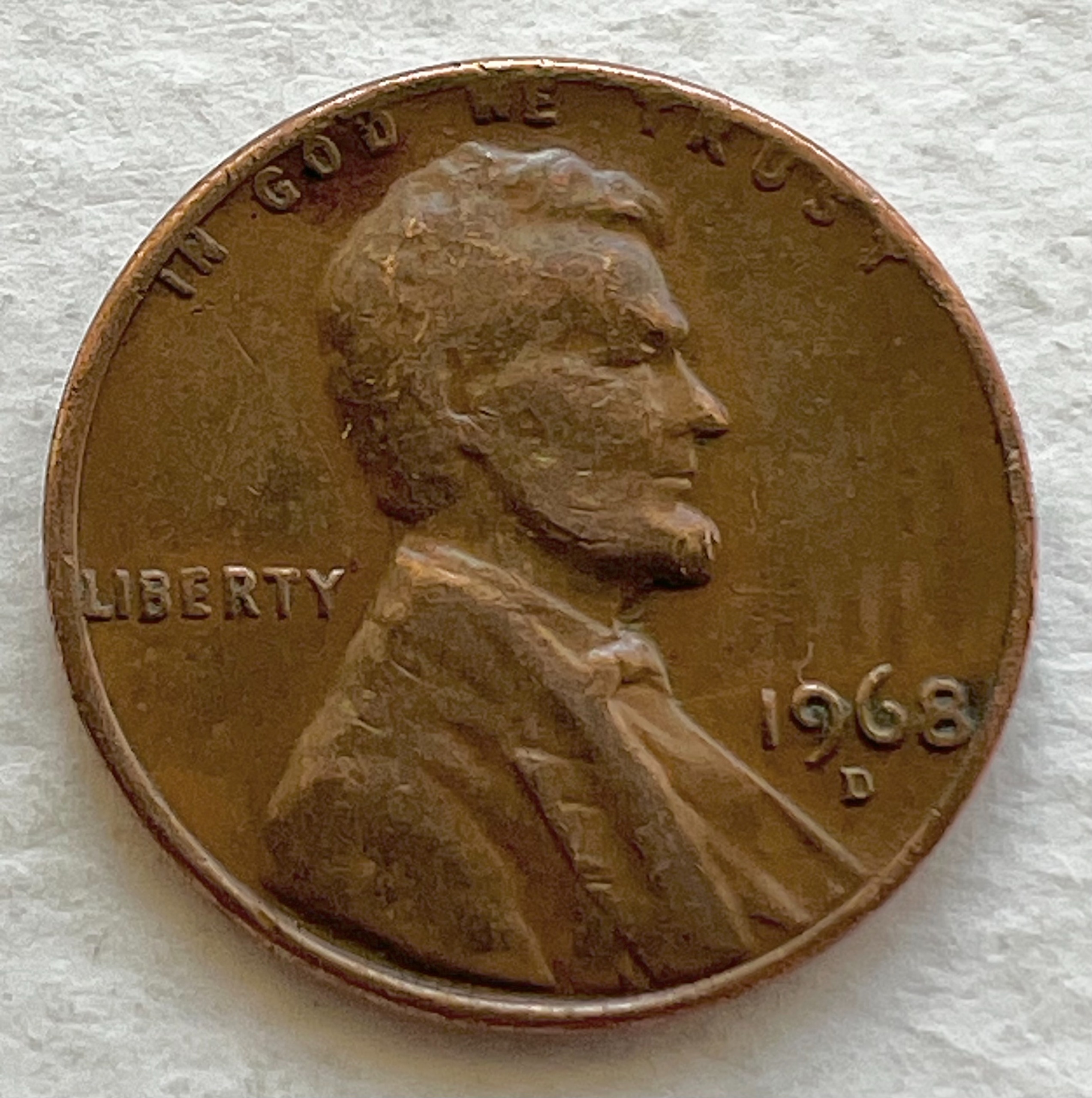 سکه نایاب خارجی 1 سنت قدیم لینکلن آمریکا (1968) D