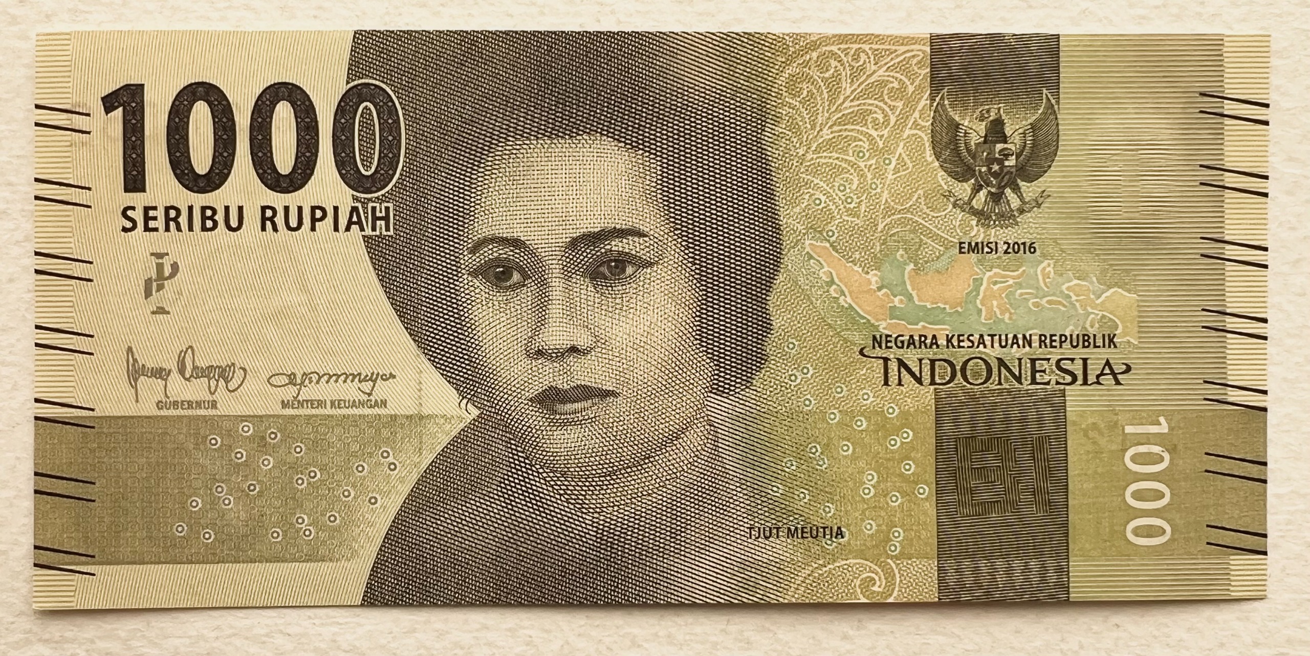 تک اسکناس خارجی 1000 روپیه 2016 اندونزی (بانکی)