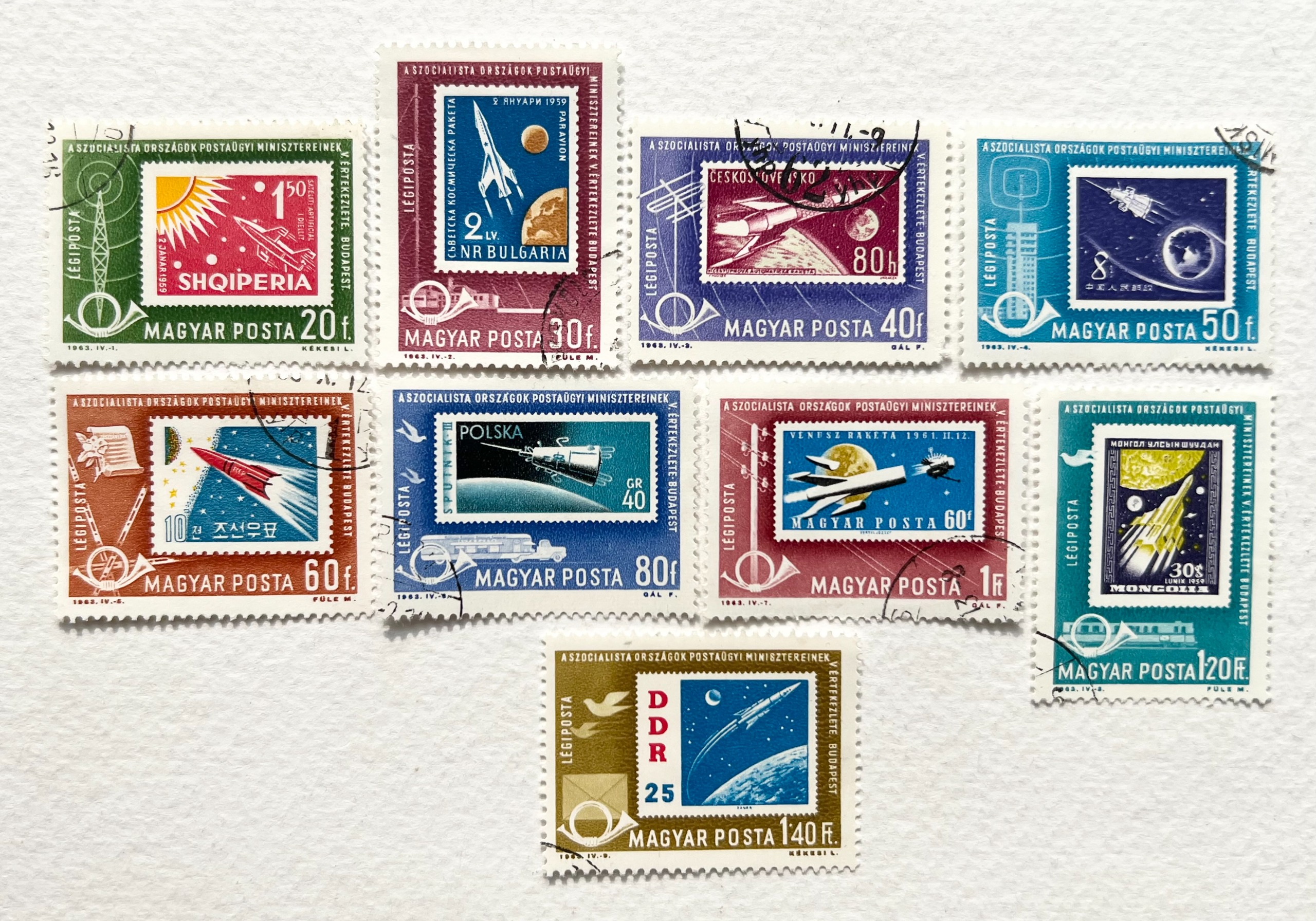 سری زیبای تمبر خارجی فضا و فضانوردی مجارستان 1963