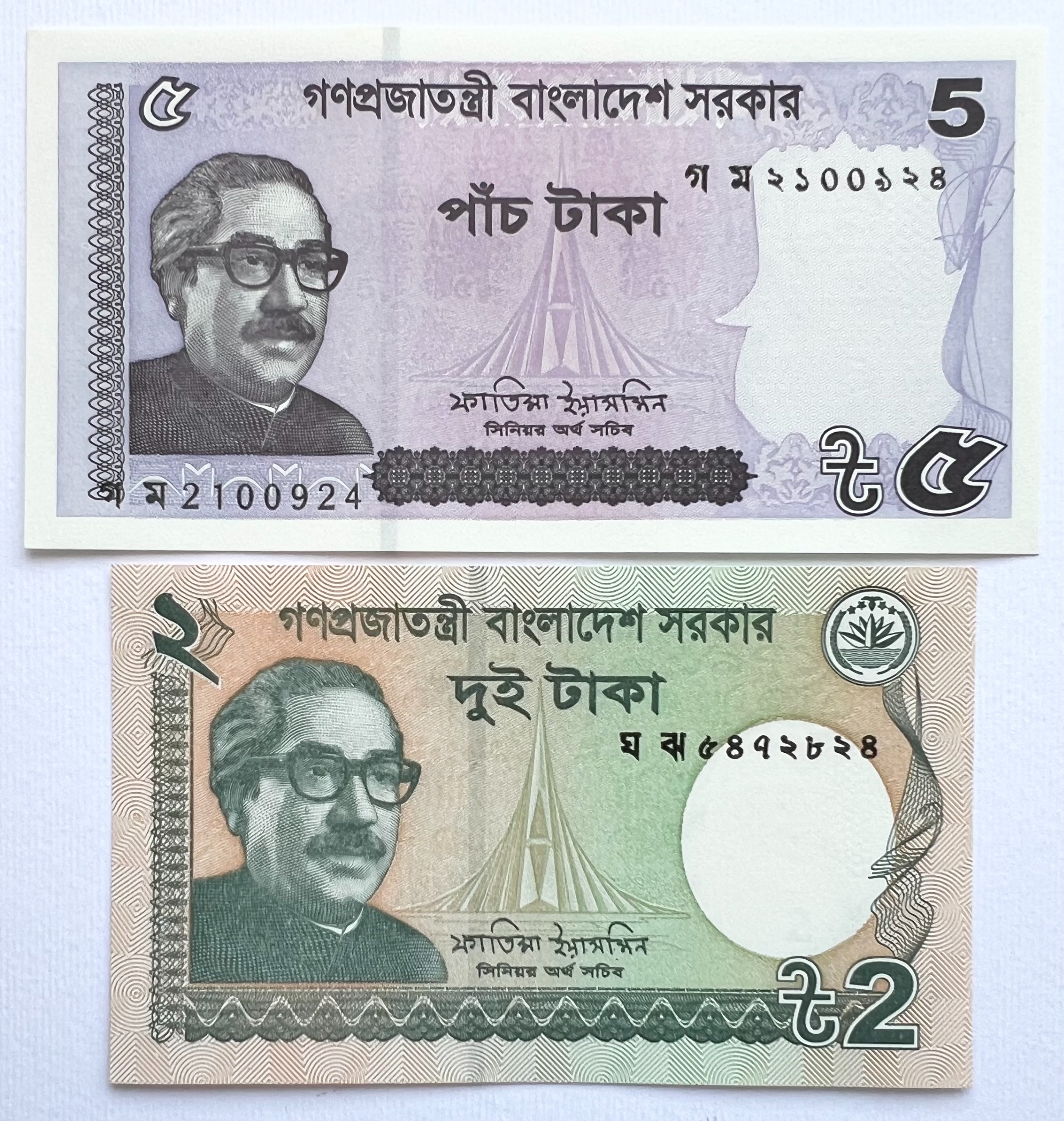 ست اسکناس زیبا و کمیاب خارجی 2 و 5 تاکا بنگلادش