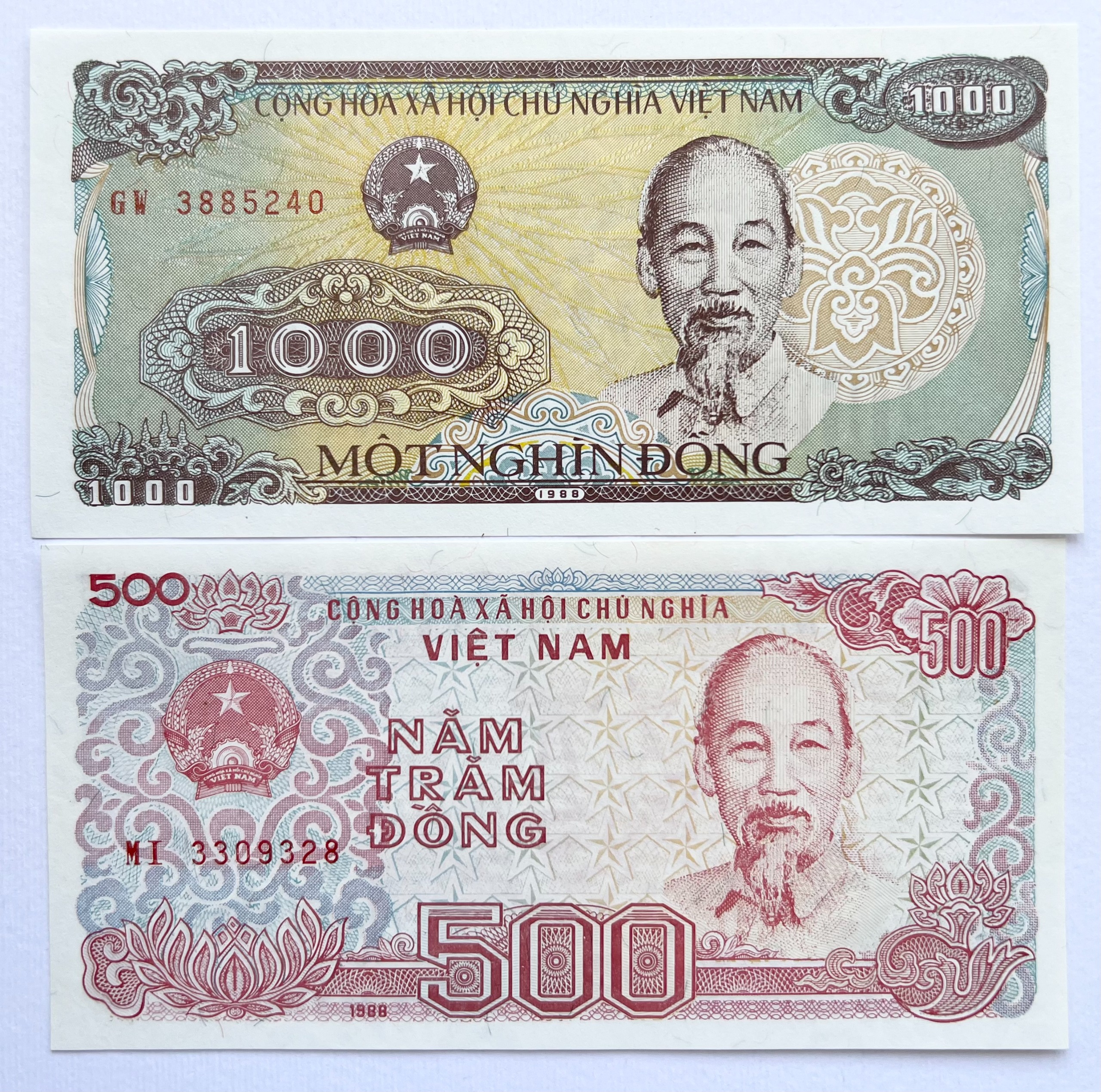 ست اسکناس کمیاب خارجی 500 و 1000 دونگ ویتنام