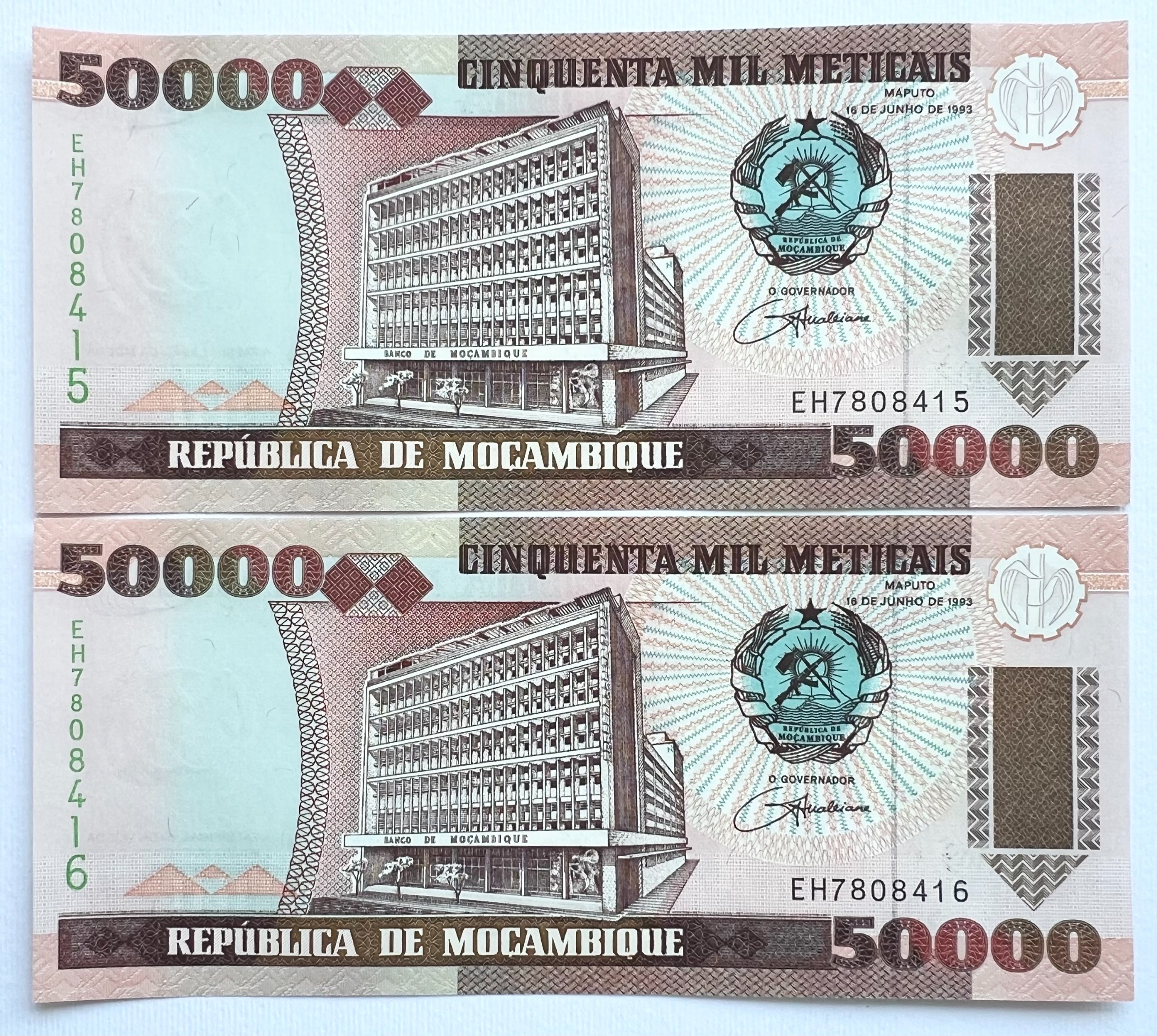 جفت اسکناس خارجی 50 هزار متیکال موزامبیک (1993)
