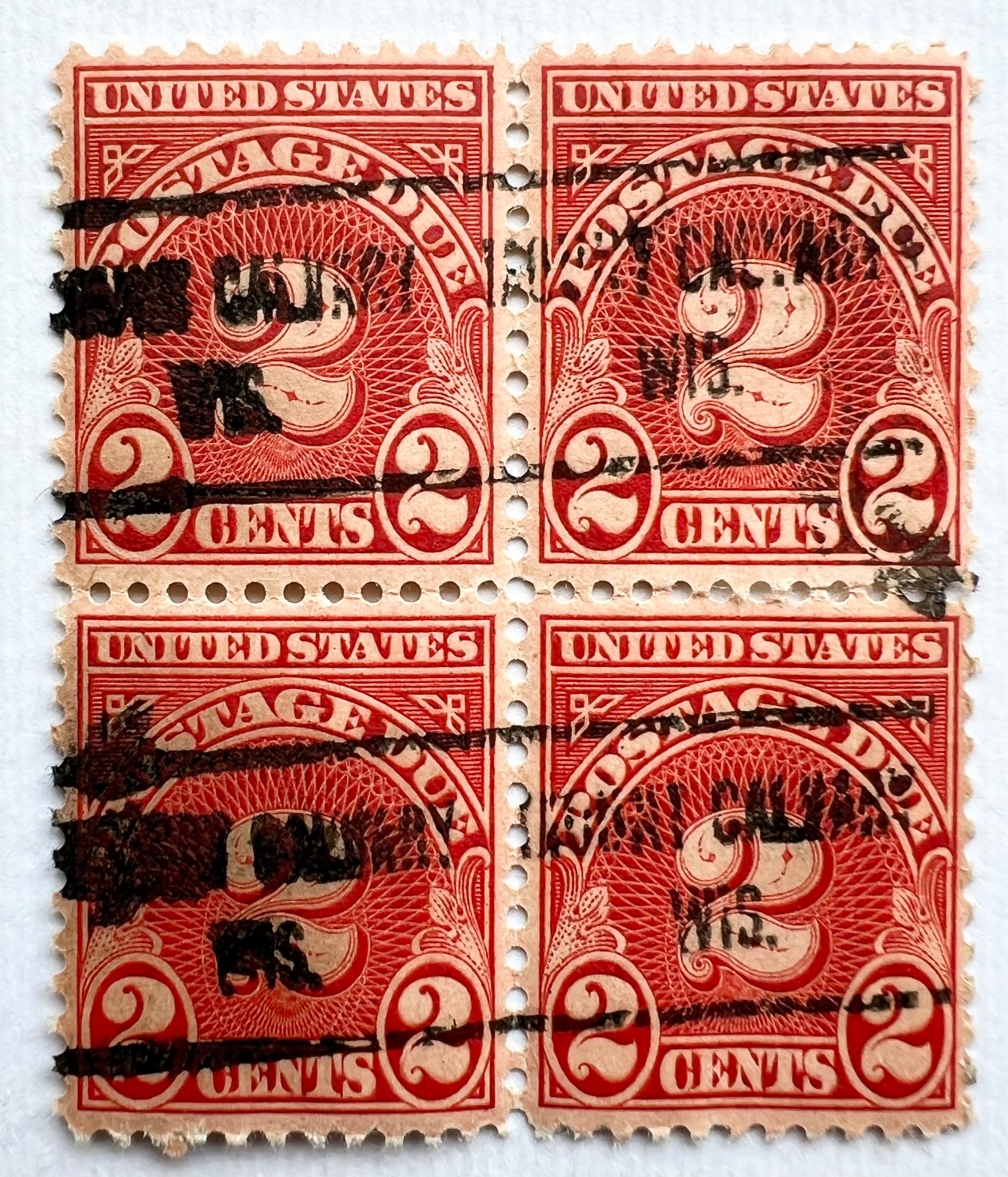 بلوک تمبر خارجی 2 سنت پستی نایاب آمریکا (1931)