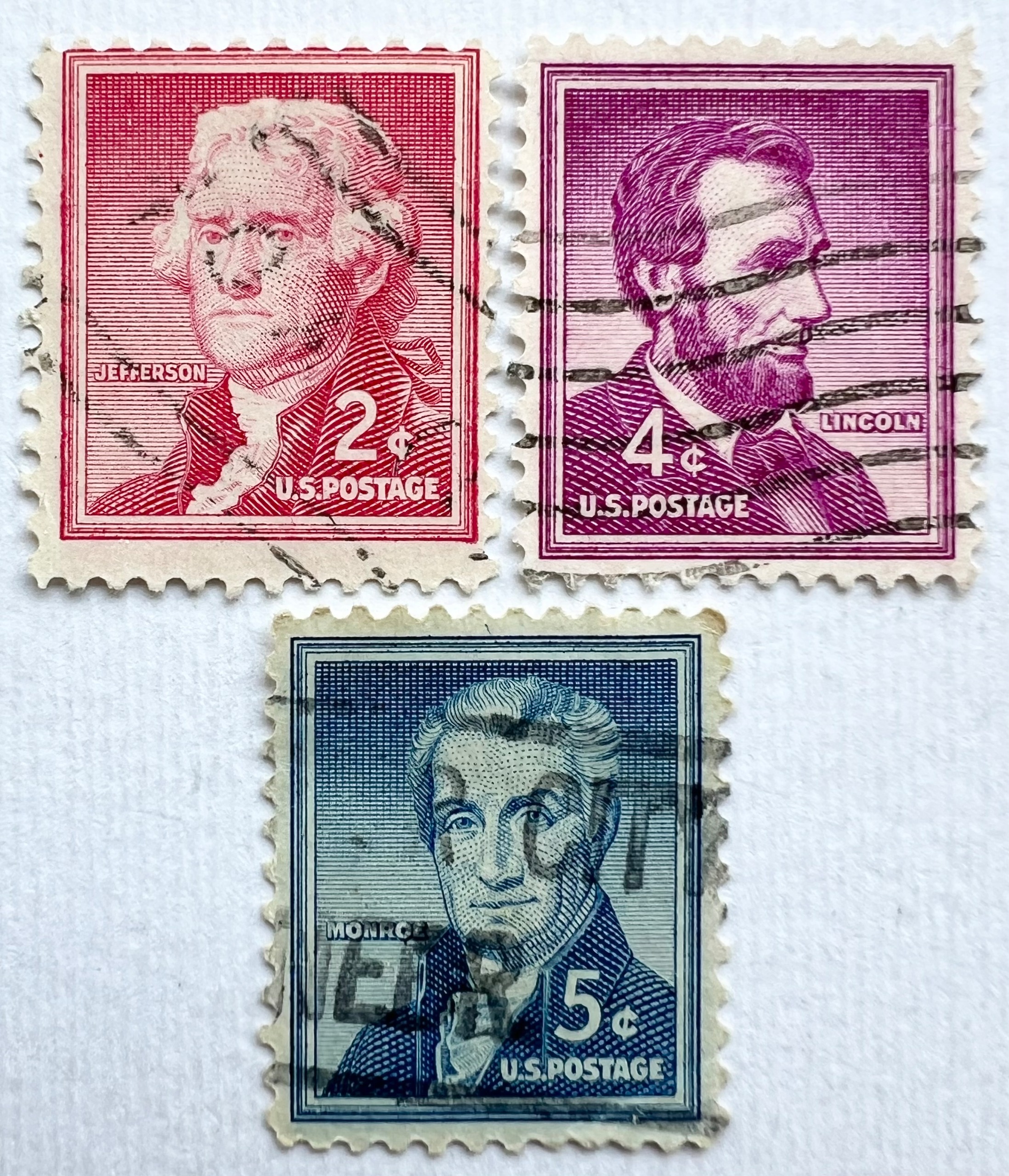 سری 3 عددی تمبر پستی قدیمی سری لیبرتی آمریکا 1954