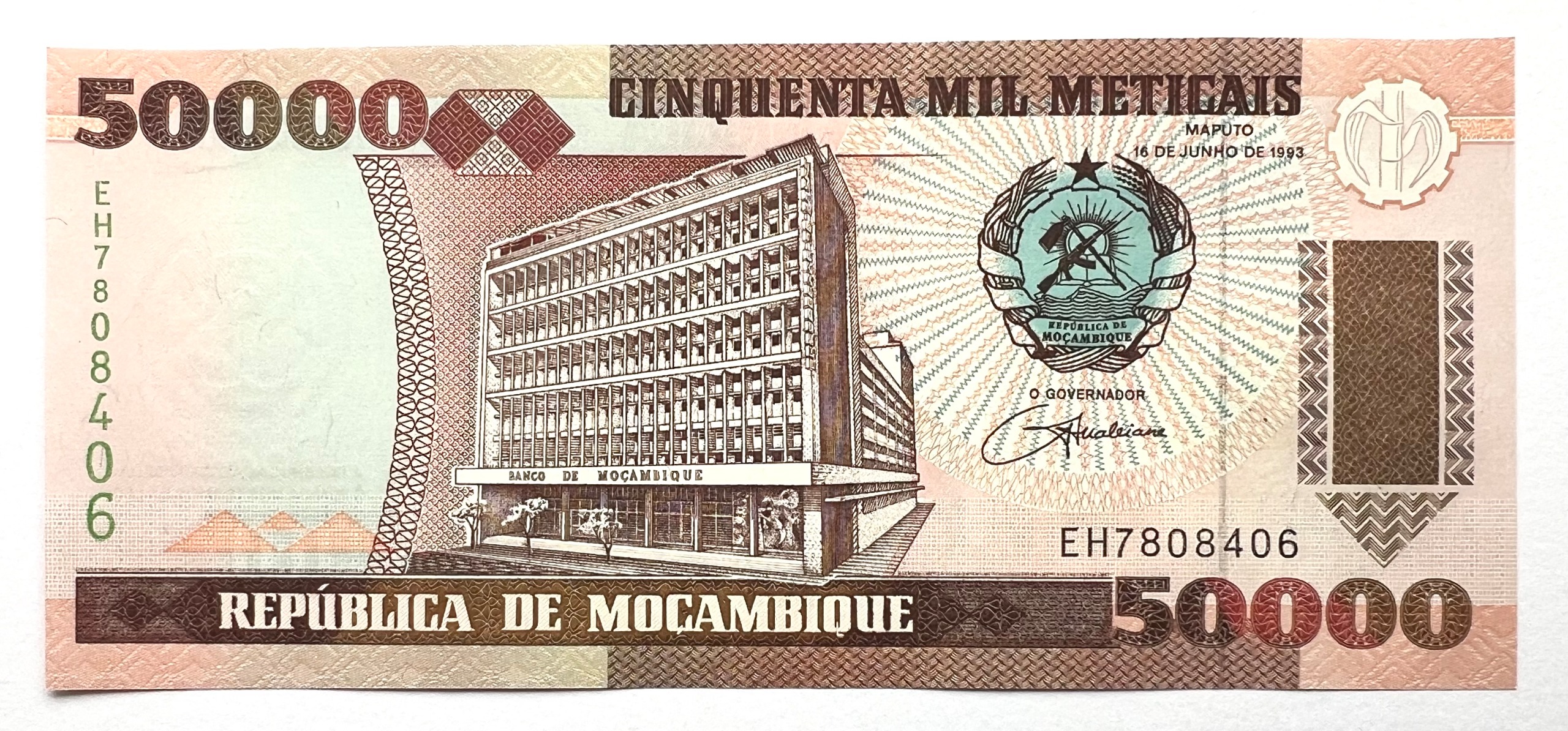 تک اسکناس خارجی 50 هزار متیکال موزامبیک 1993 بانکی