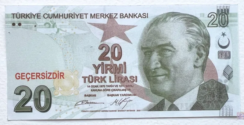 تک اسکناس فانتزی خارجی طرح 20 لیره ترکیه 2009