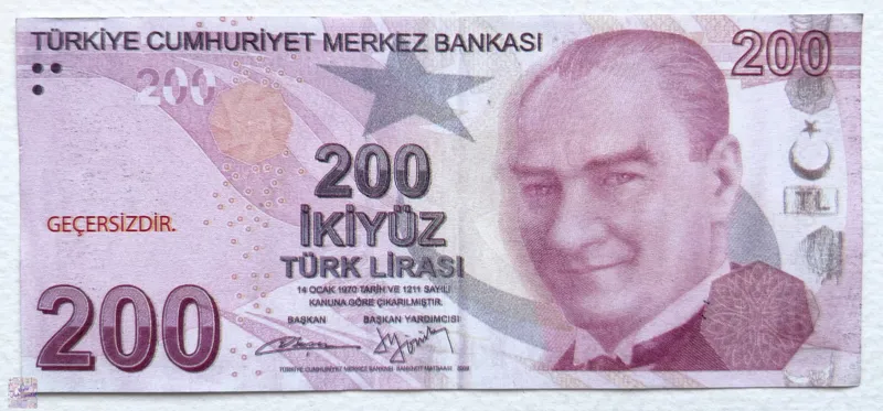 تک اسکناس فانتزی خارجی طرح 200 لیره ترکیه 2009