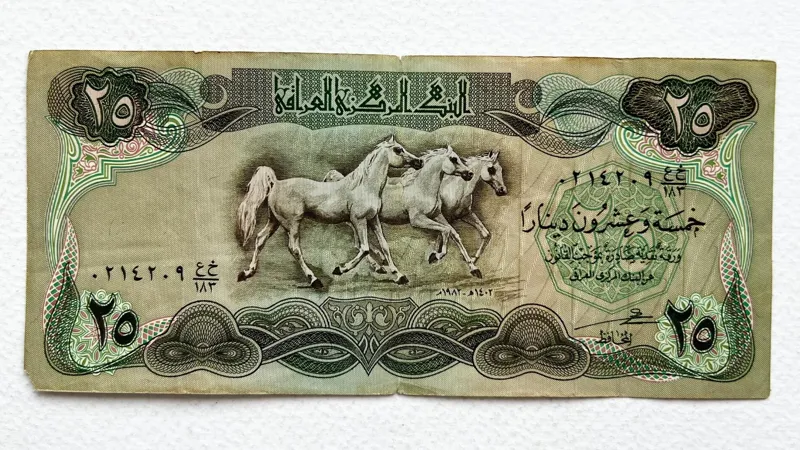 تک اسکناس زیبا و ارزشمند 25 دینار عراق (1982) اصل