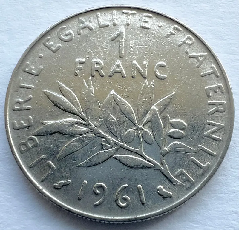 تک سکه کمیاب و ارزشمند خارجی 1 فرانک فرانسه (1961)