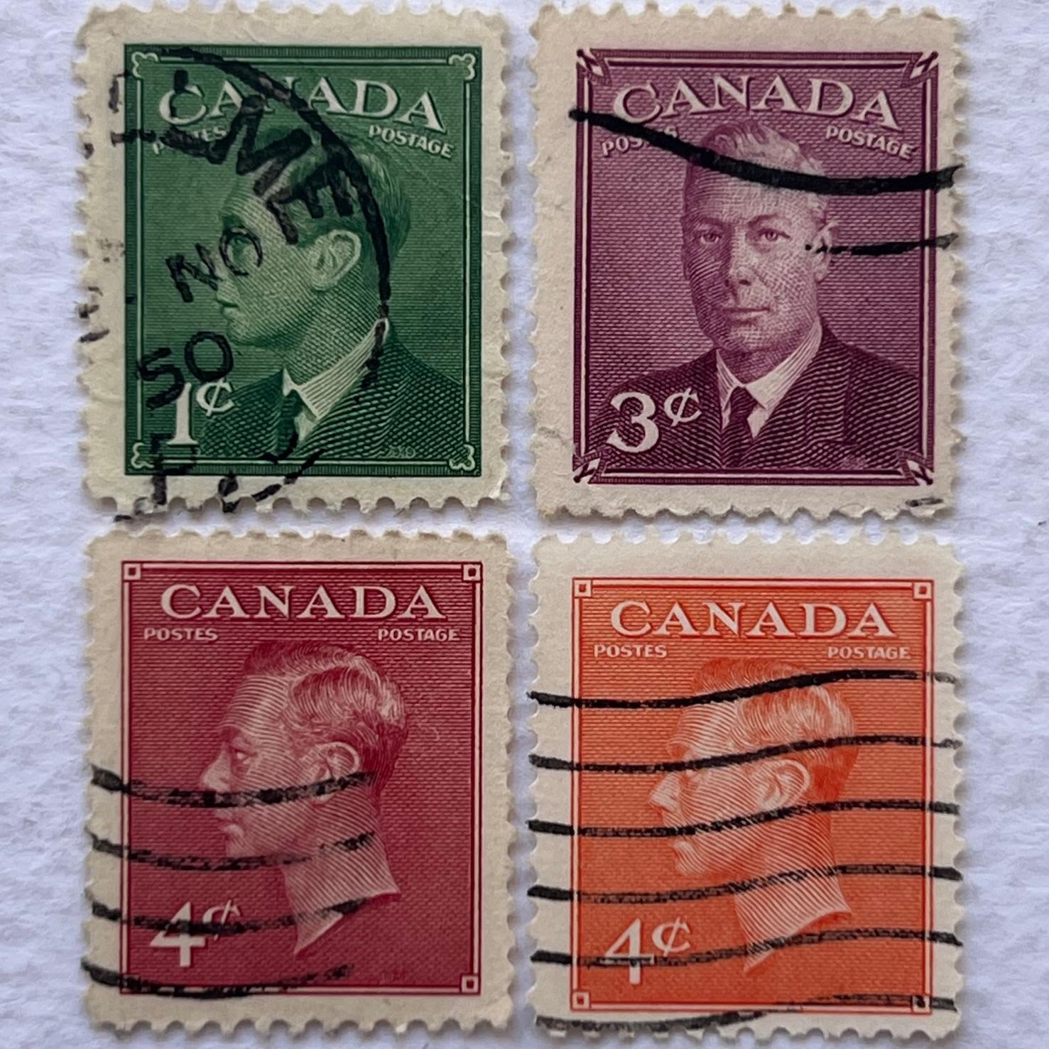 4 تمبر نایاب پستی خارجی قدیمی کانادا (1950-1949)