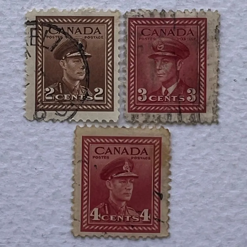 3 تمبر نایاب پستی خارجی قدیمی کانادا 1943-1942