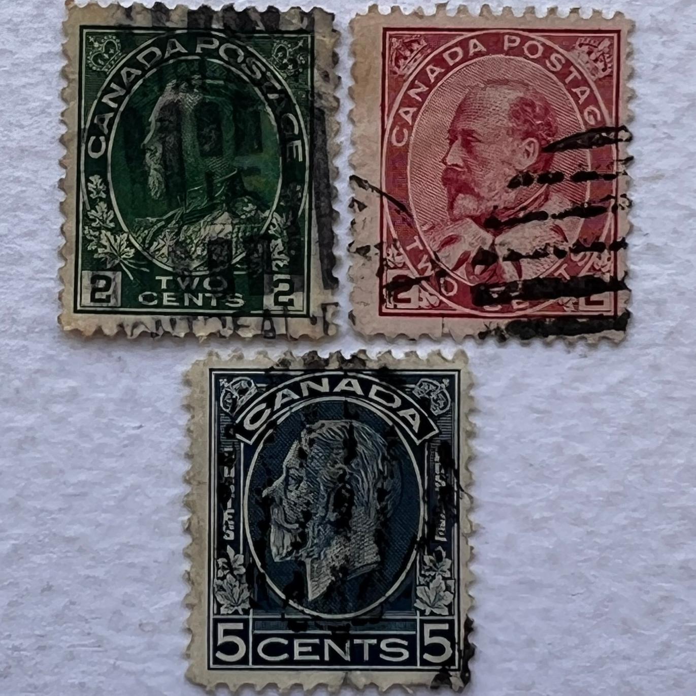 3 تمبر نایاب ارزشمند پستی کشور کانادا 1900 تا 1930