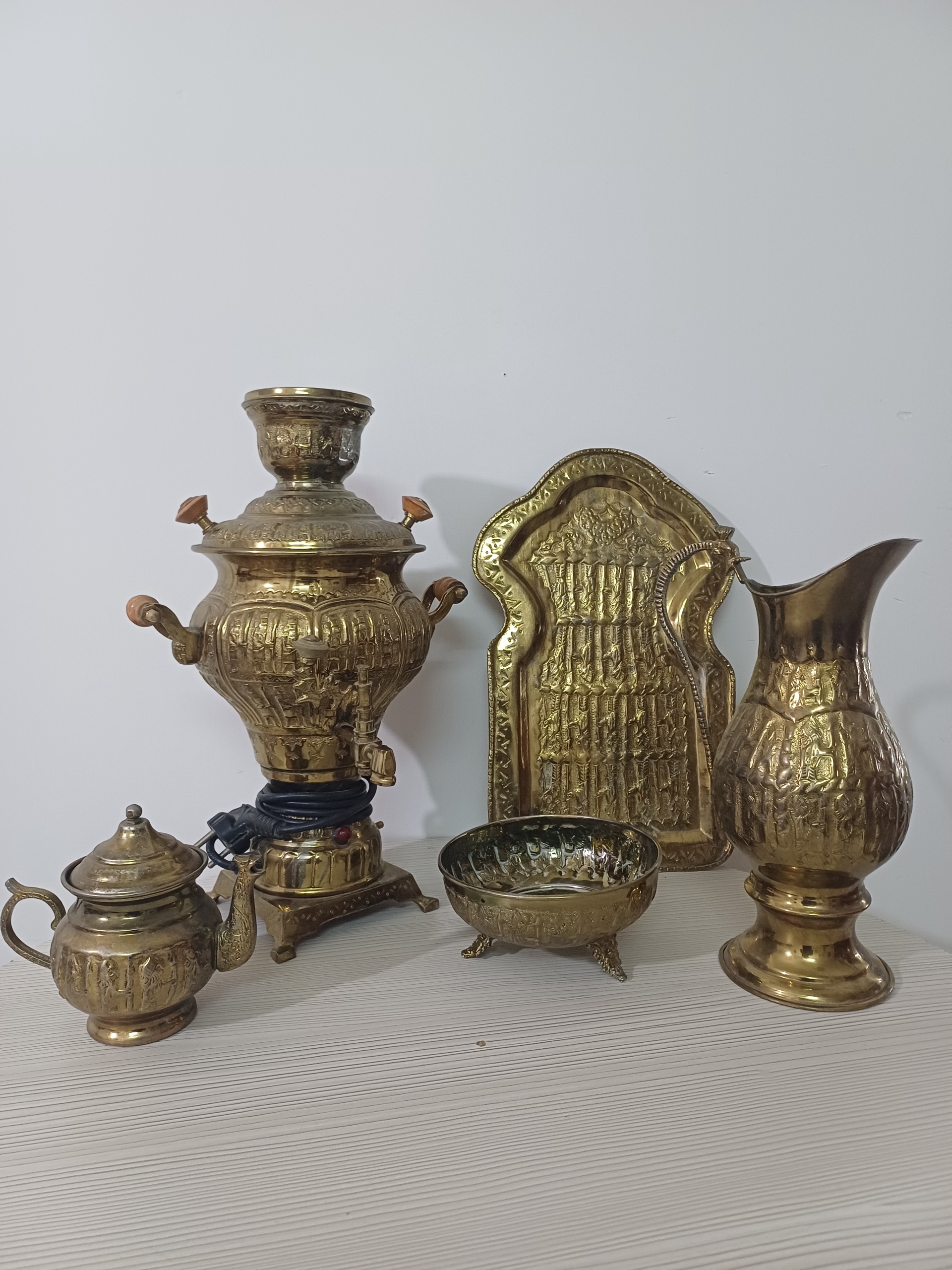 سرویس سماور برقی برنجی قلمکاری