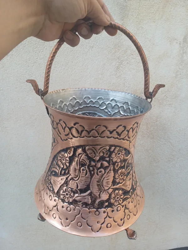 سطل مسی قلمکاری