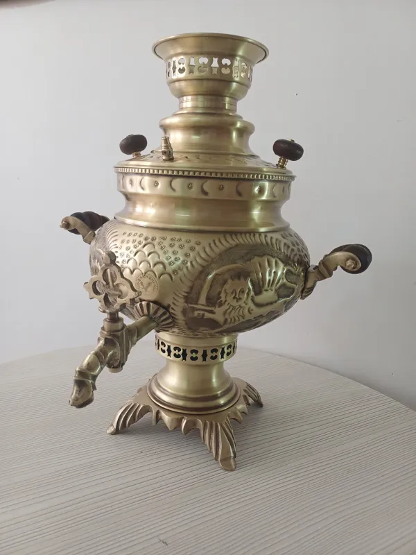 سماور زغالی برنجی 6لیتری نانو رنگ ثابت